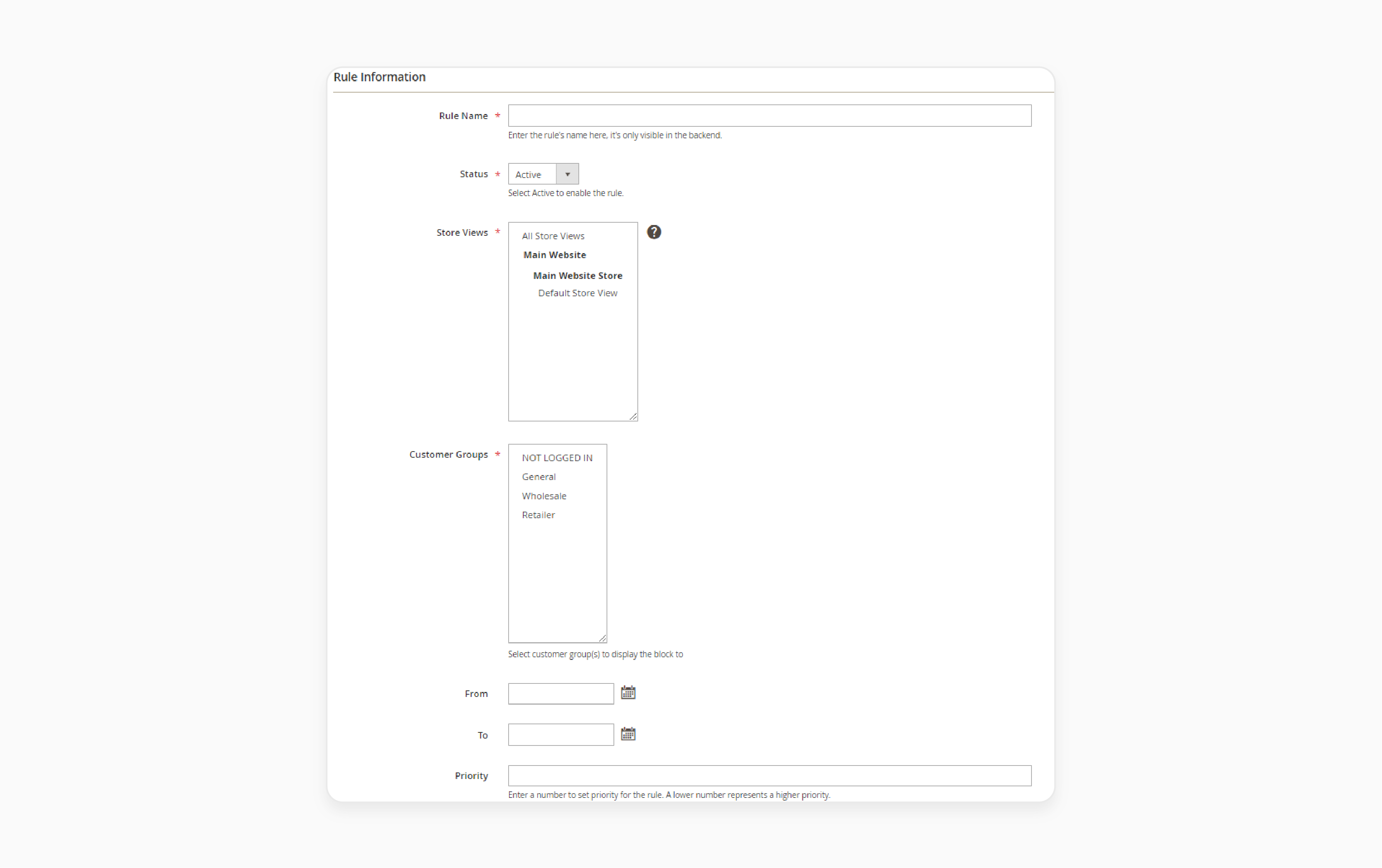 setting rule name and customer groups for related products in magento 2