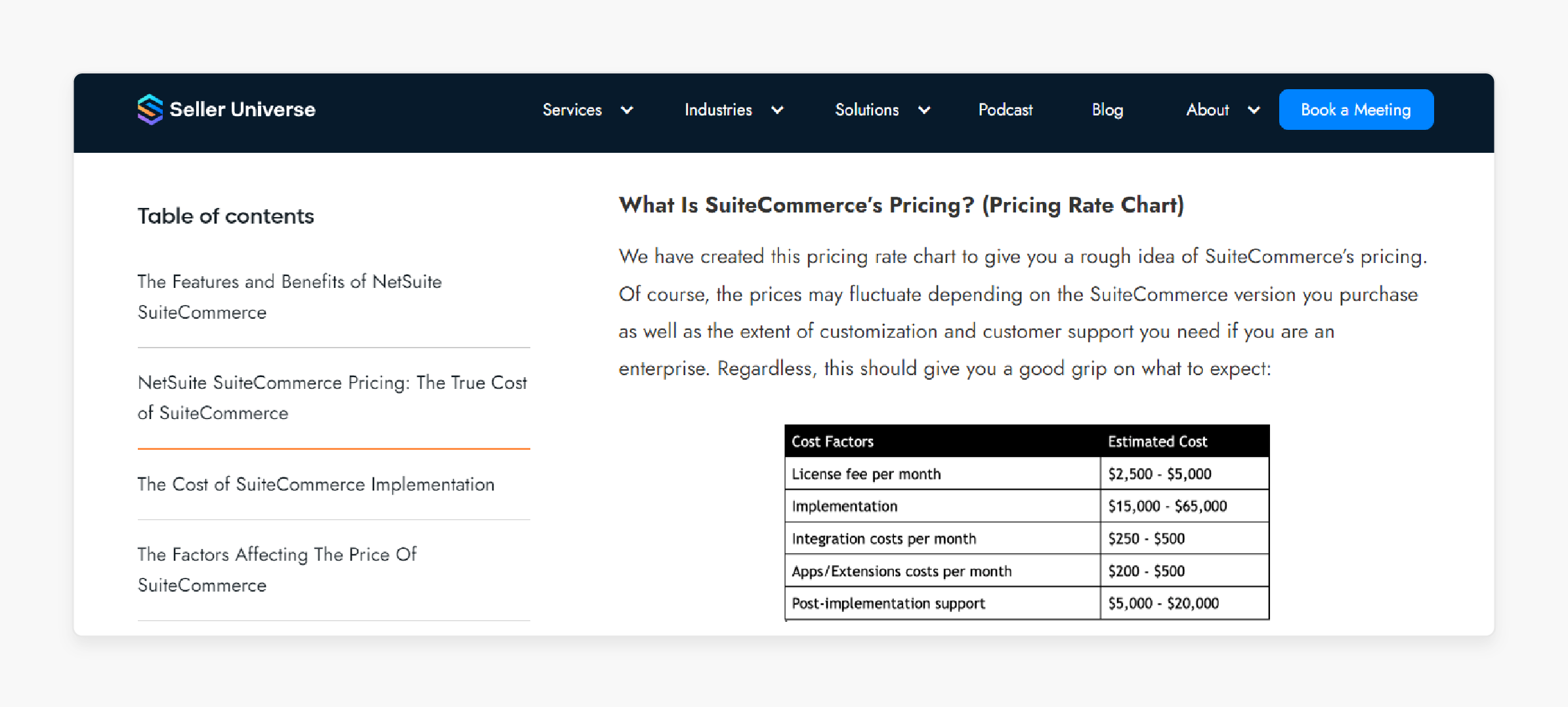 NetSuite pricing for SuiteCommerce plans