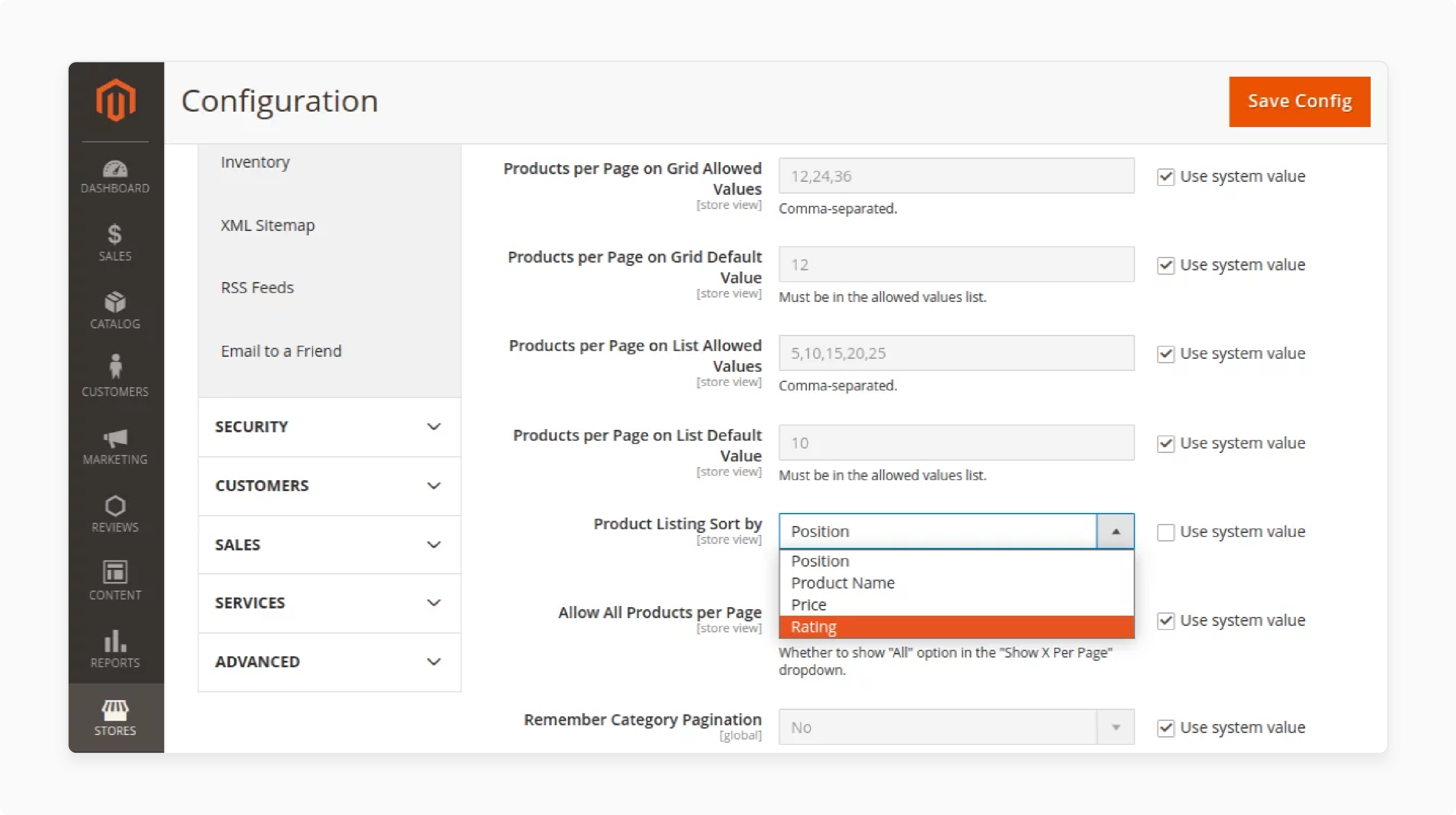 Configure Global Default Sorting