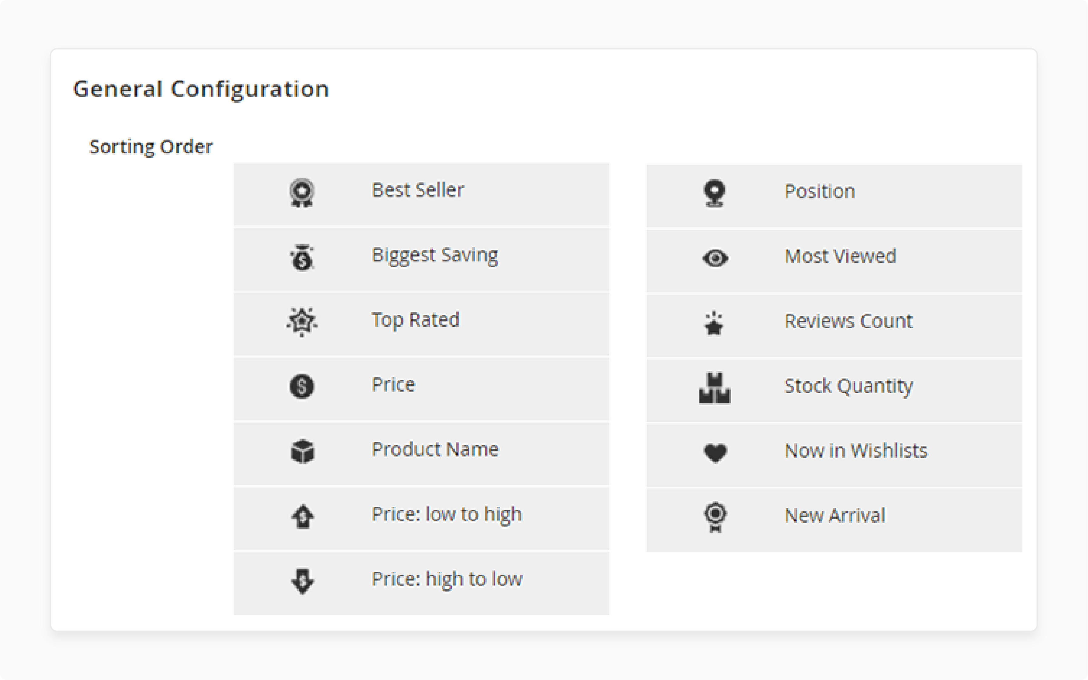 Reorder Sorting Options