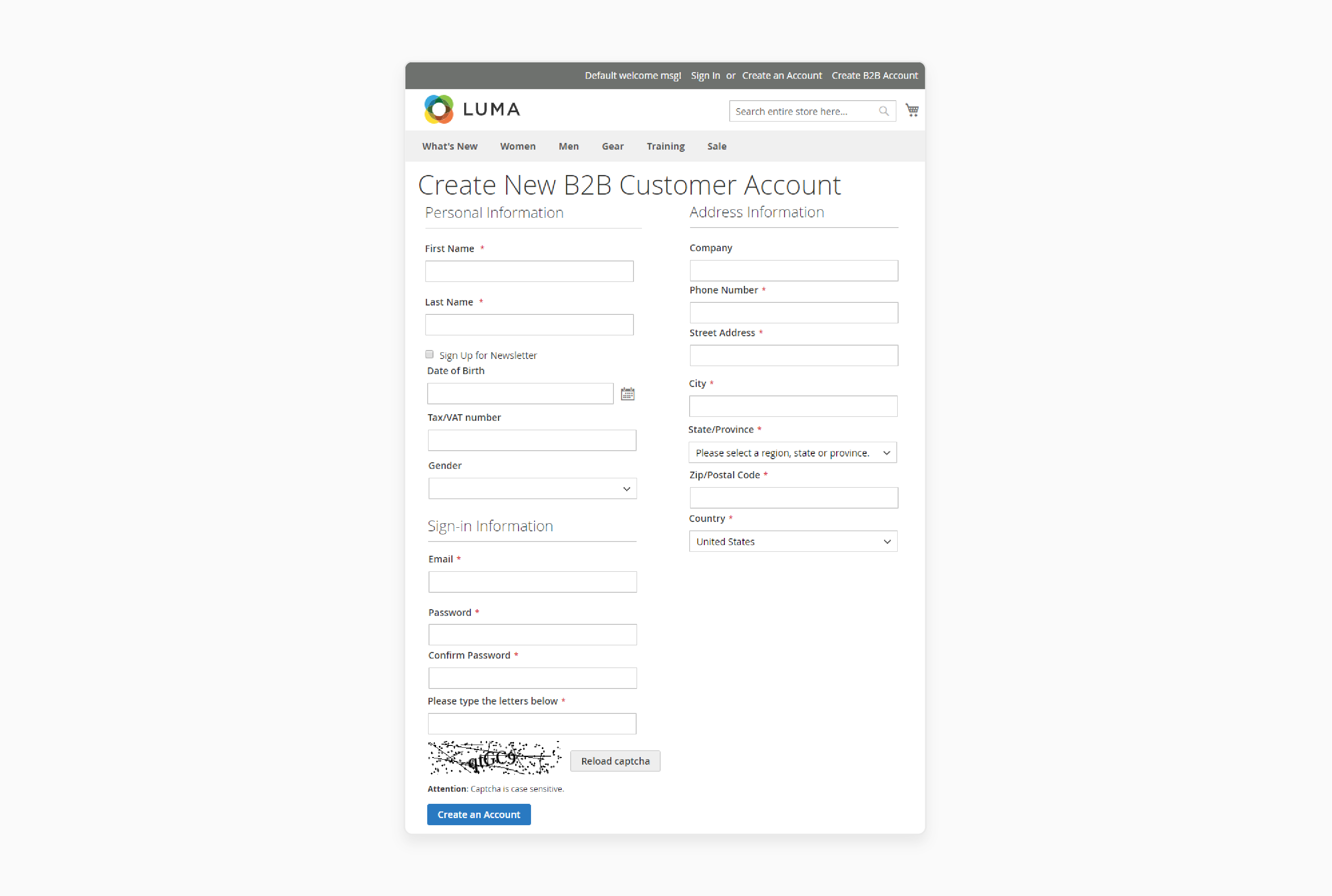 Adding a B2B registration form