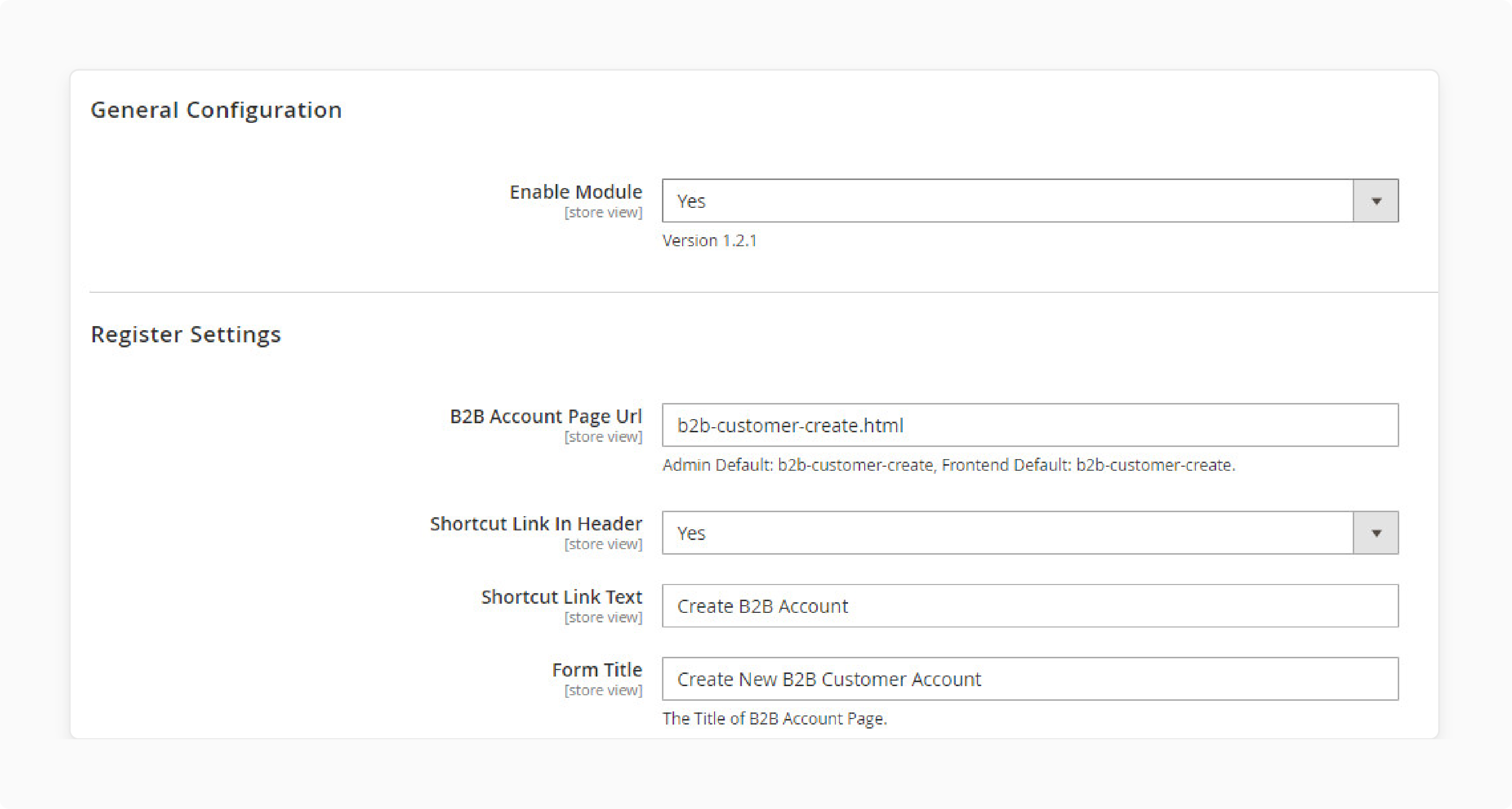 Enable the B2B form module