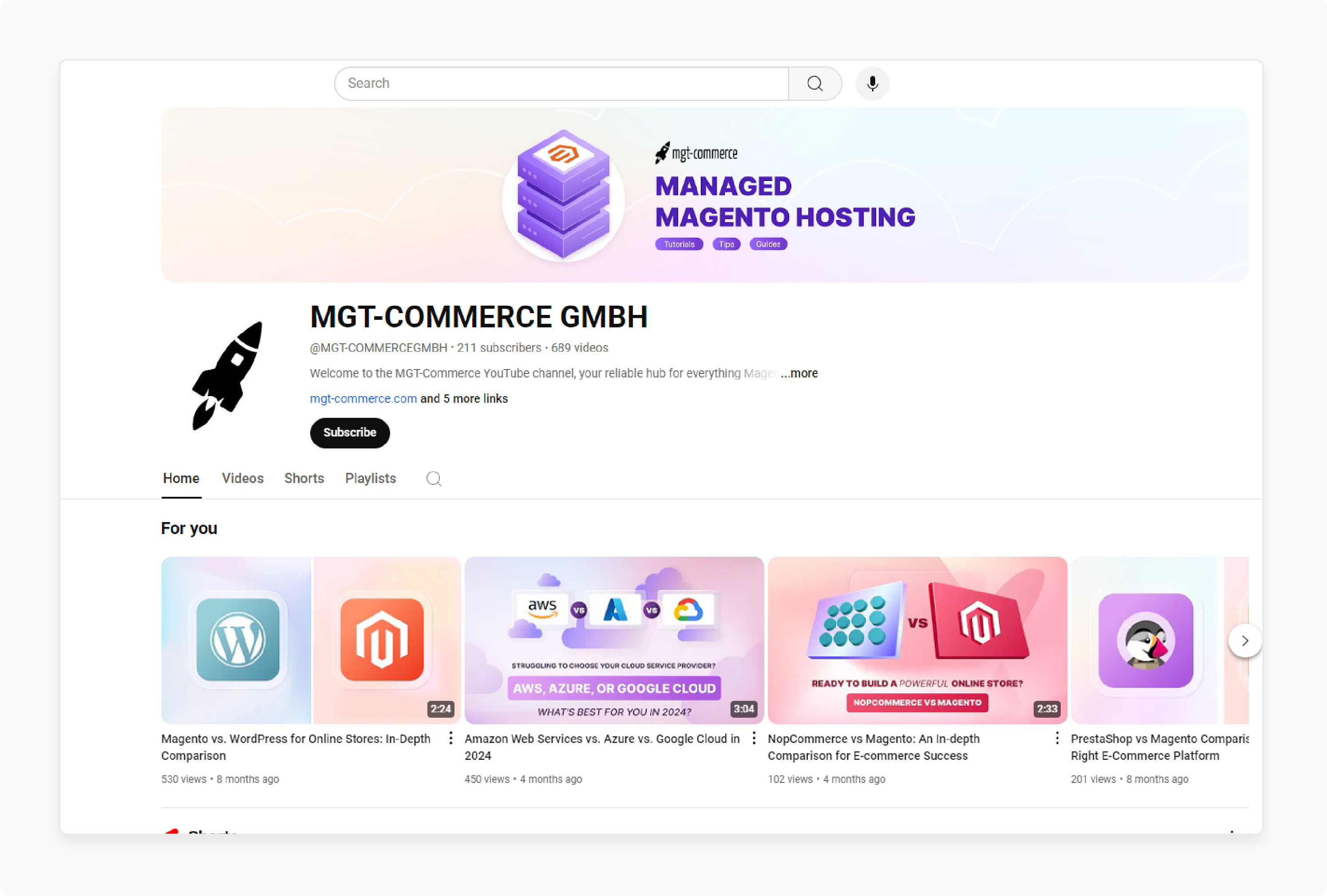 Search MGT Commerce Youtube channel for Magento resources