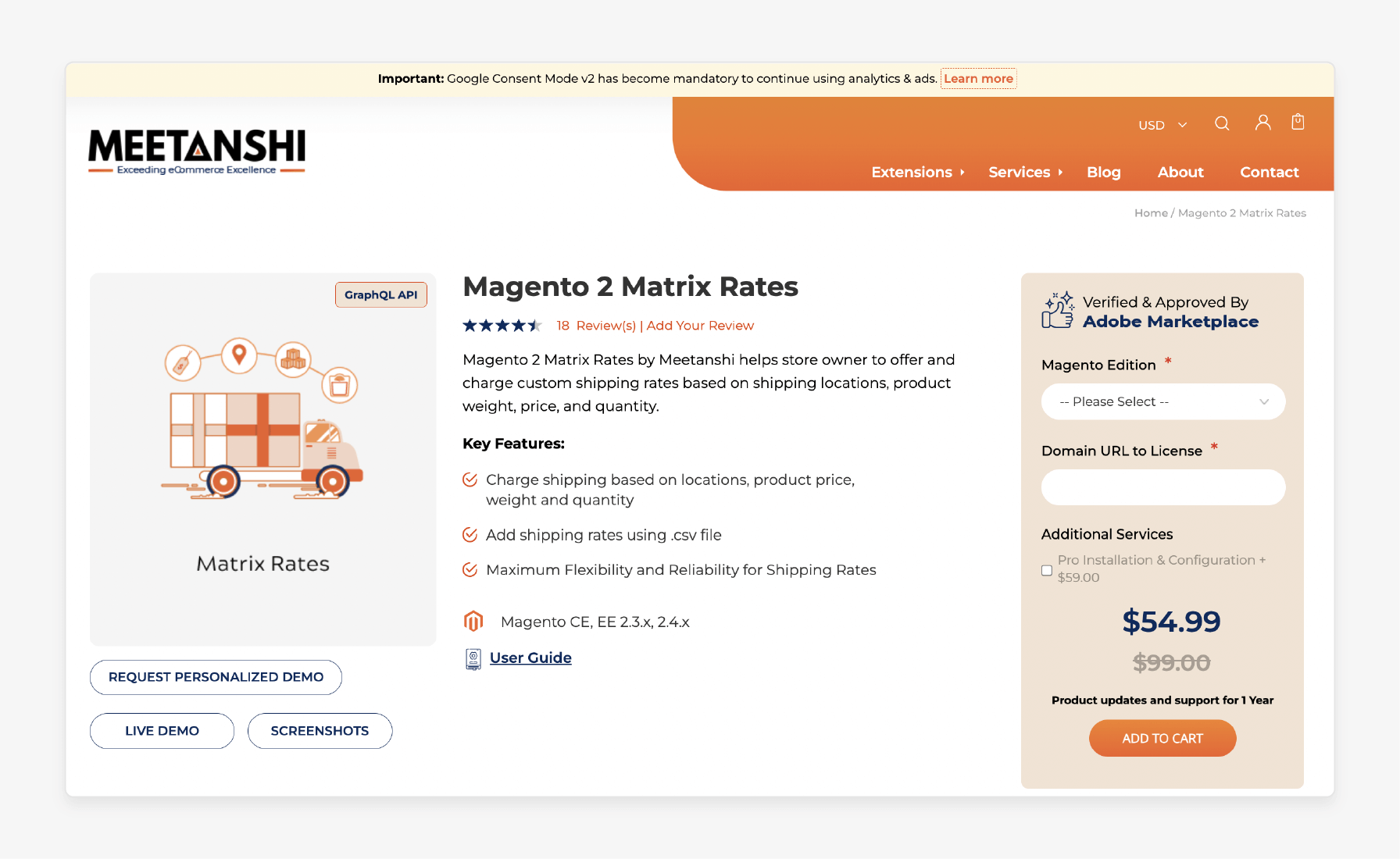 Meetanshi Matrix Rates for flexible shipping calculations