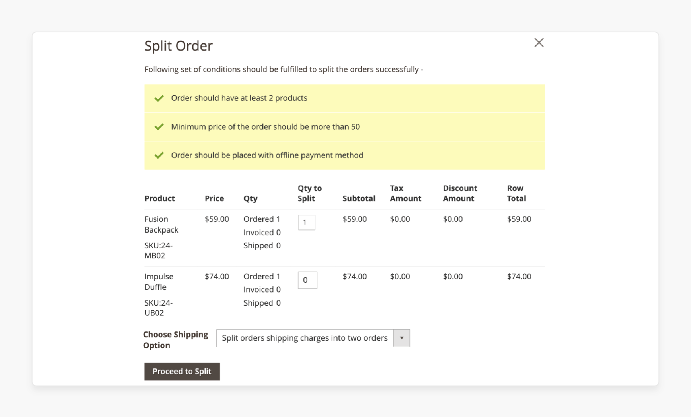 Splitting Magento Order As Per Diverse Shipping Preferences