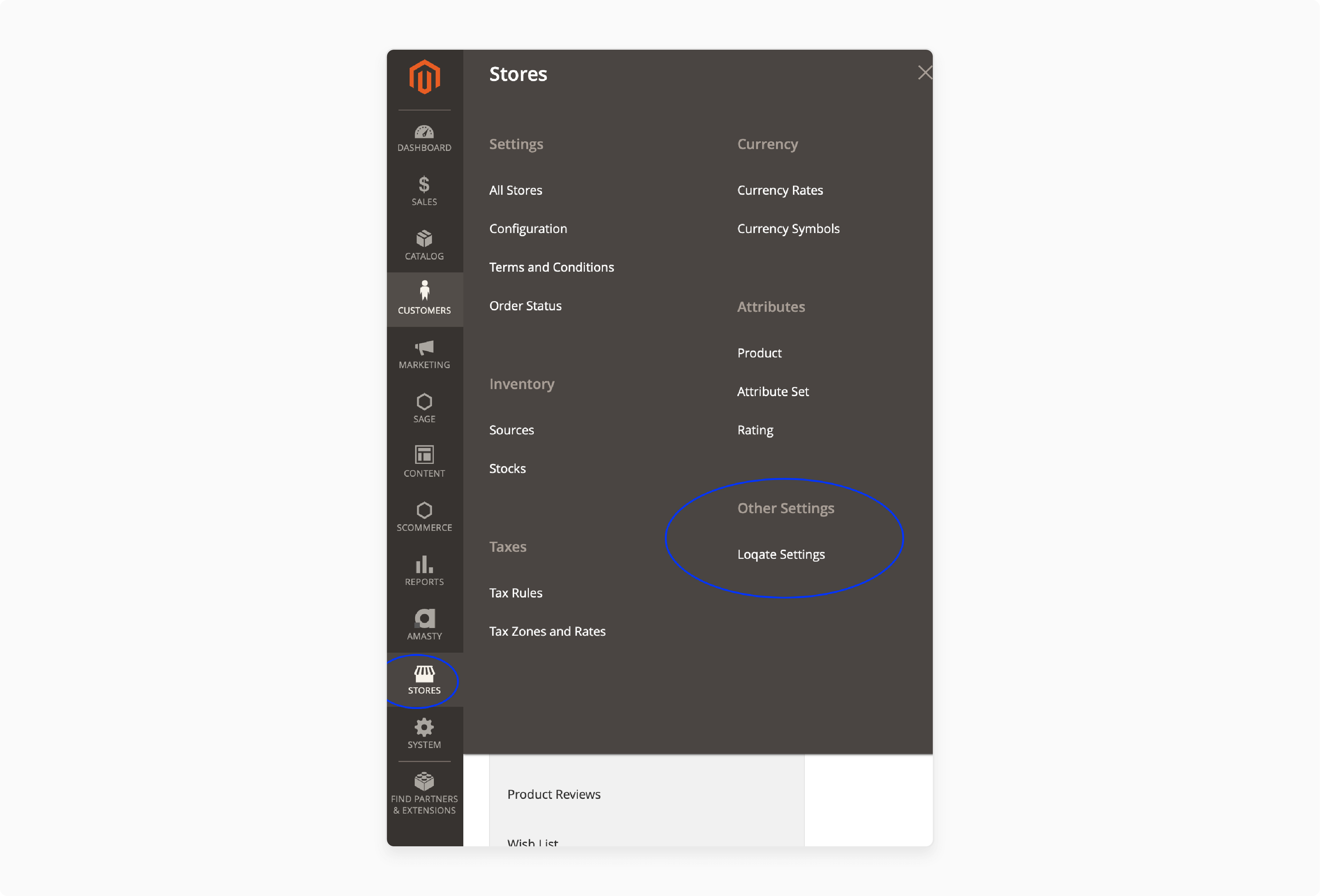 Locate the loqate magento 2 plugin settings