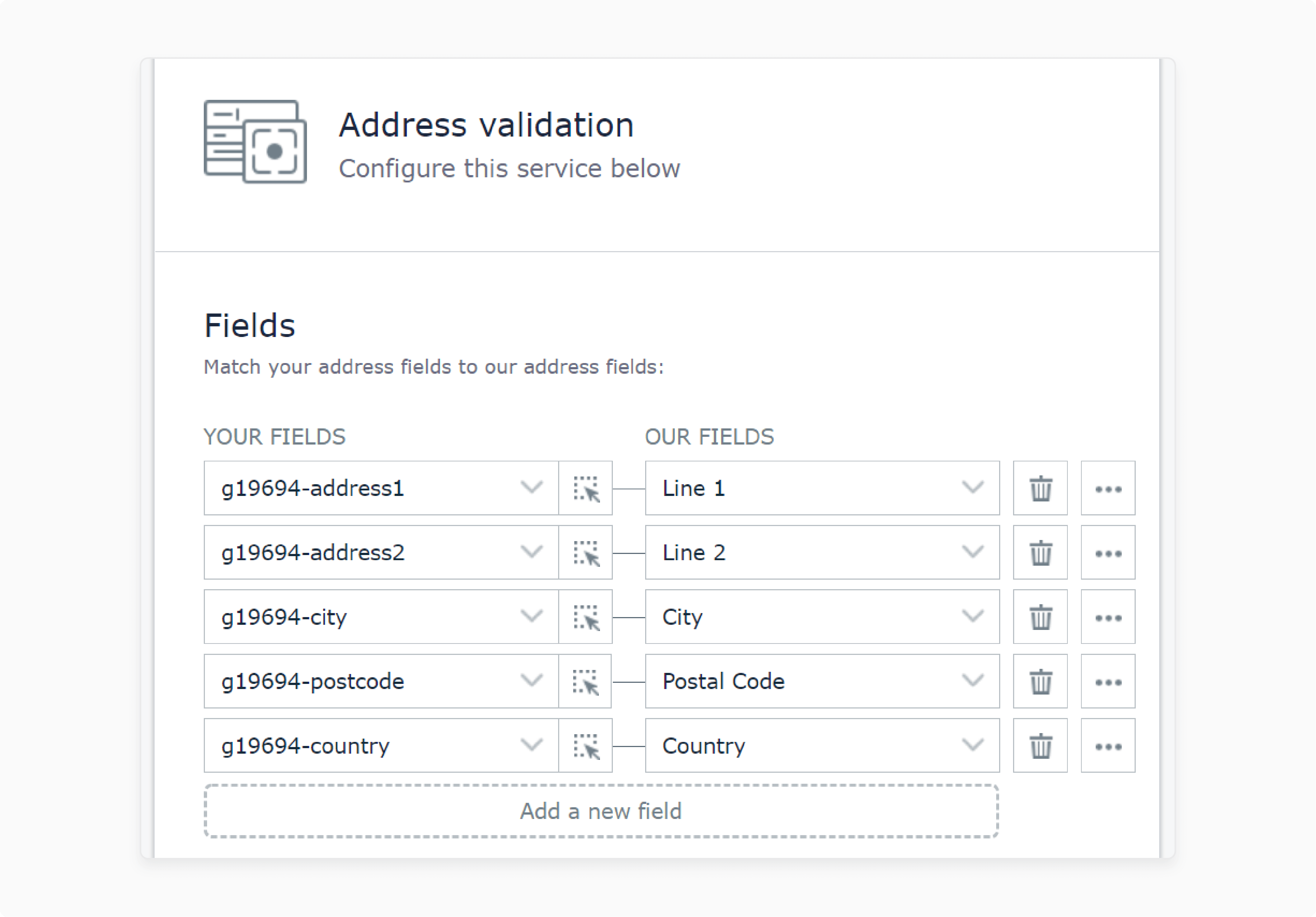 Perform field mapping for the loqate magento 2 integration