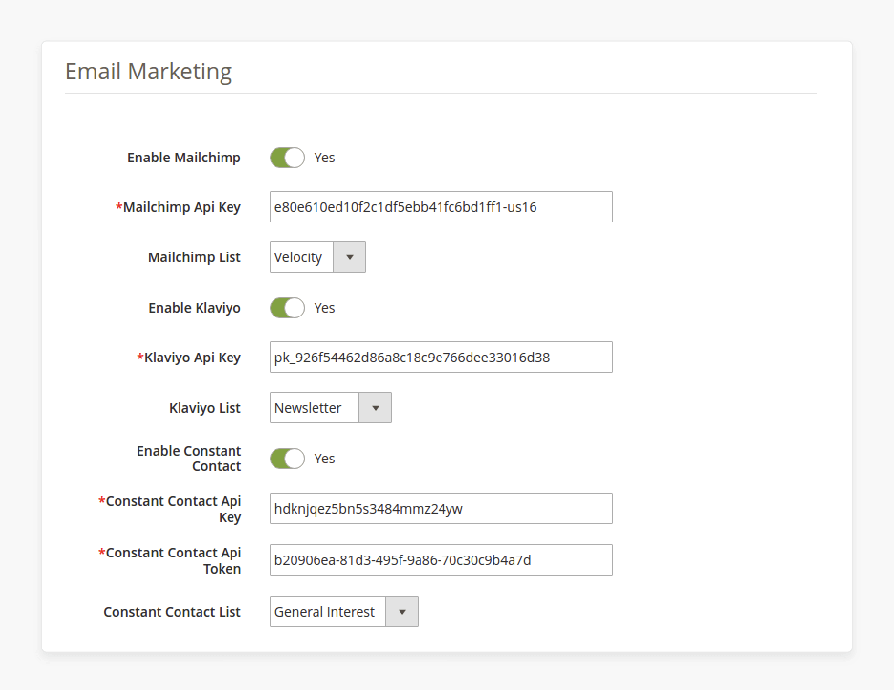 Spin and Win Module setting tabs: Email Marketing