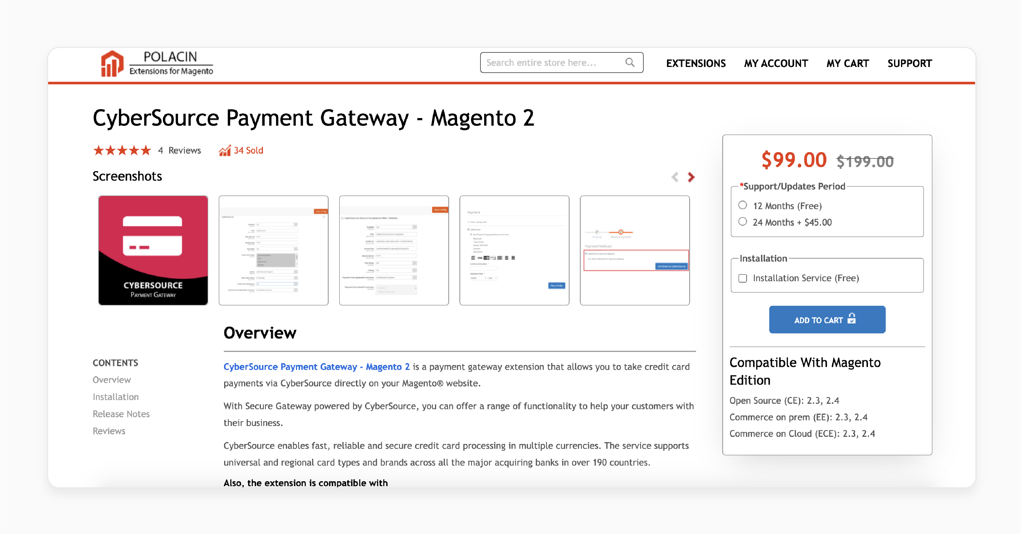 Polacin extension for Magento 2 transactions