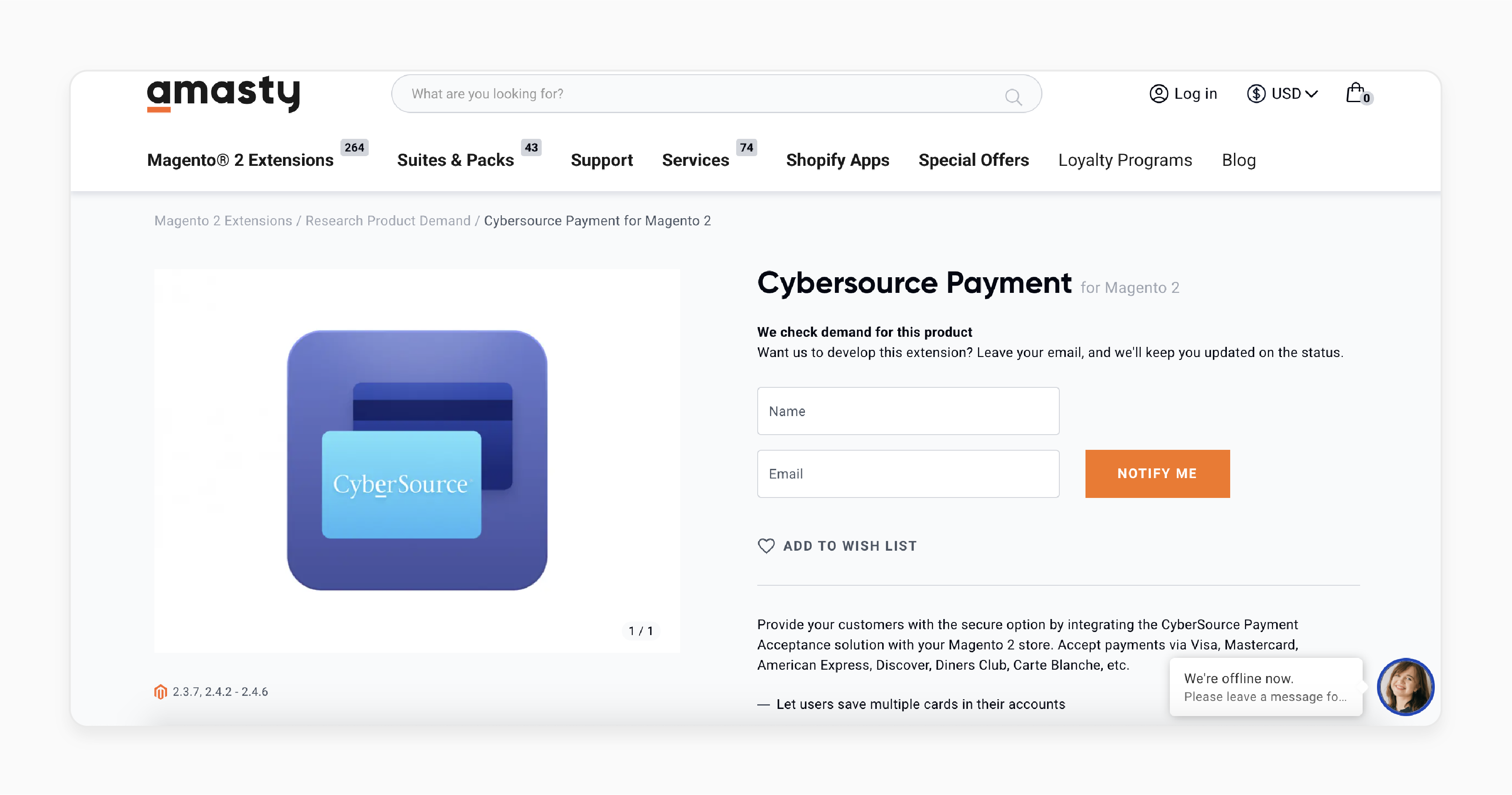 Amasty simplifies Cybersource payment setup