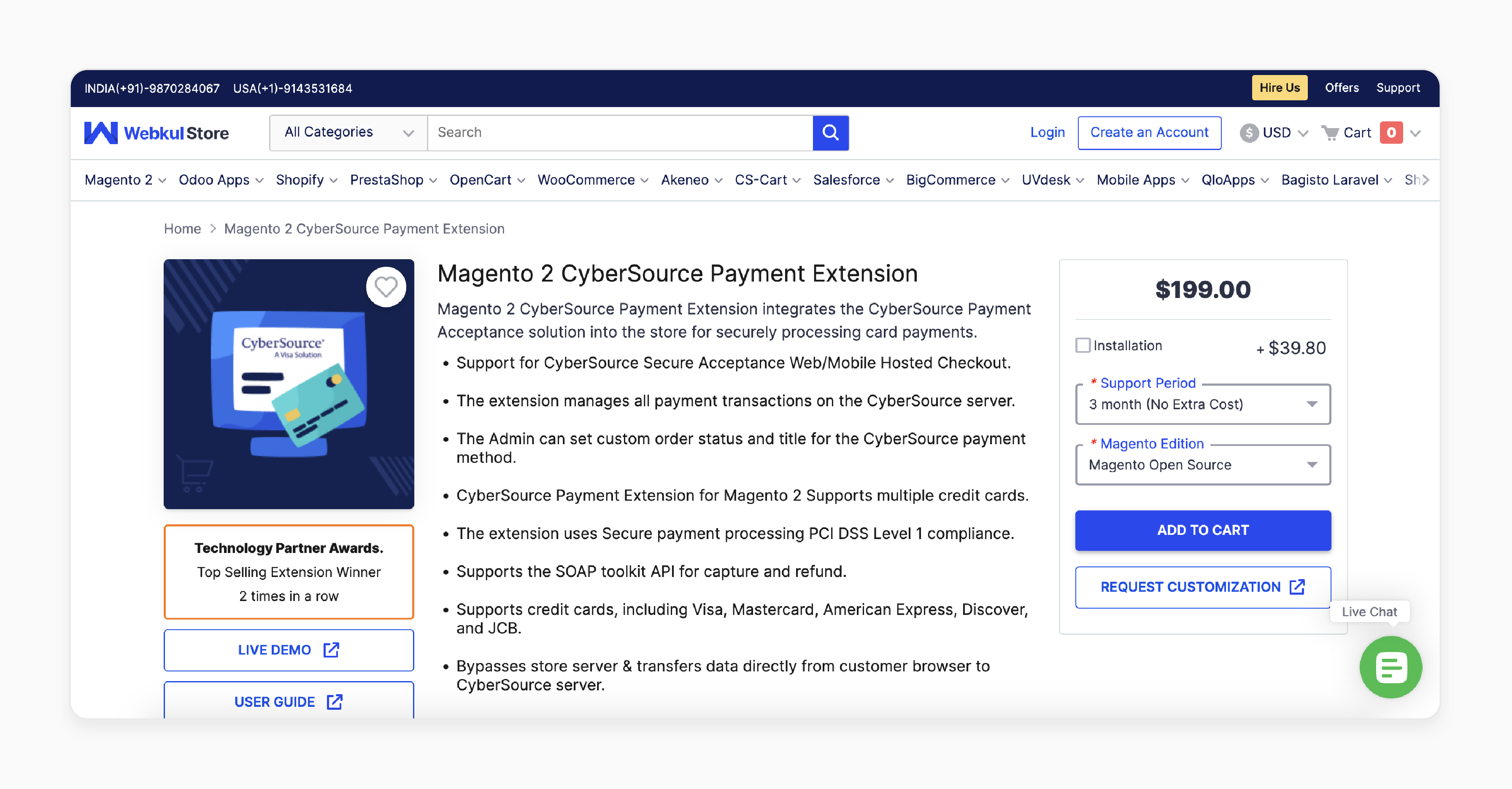 Webkul extension for secure payment processing