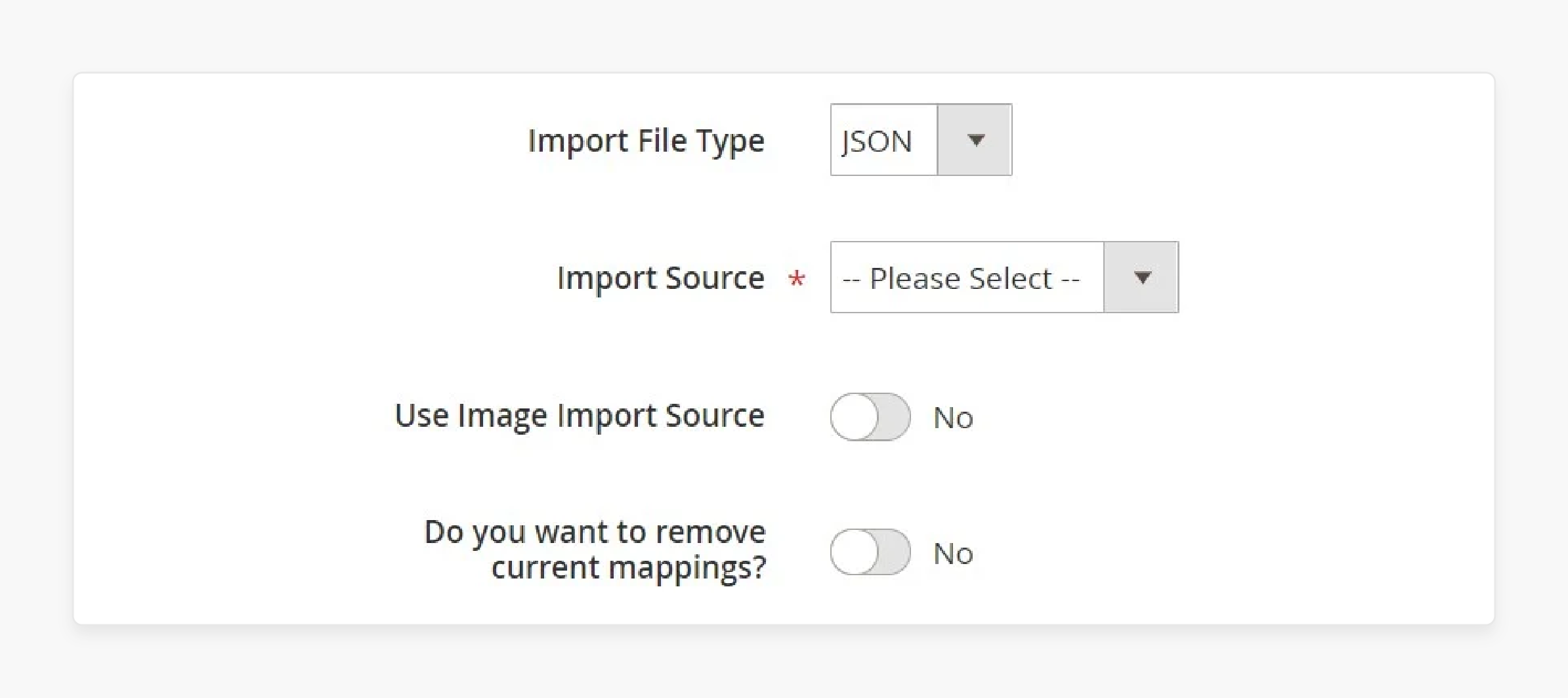 Selecting the source of import