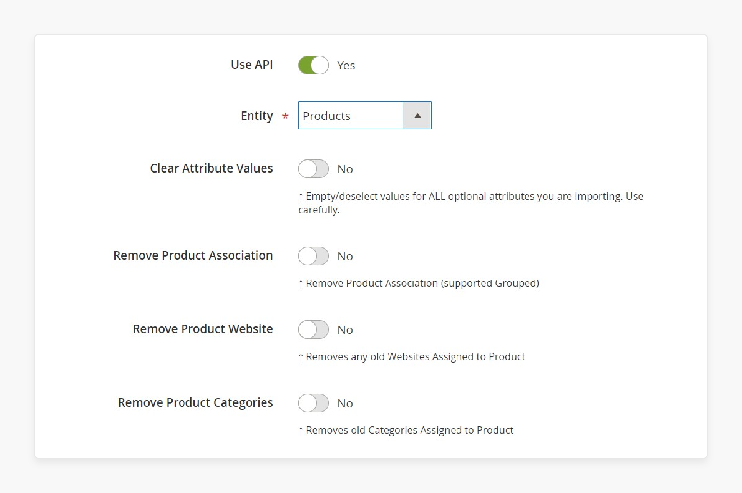 Import settings configuration in Magento