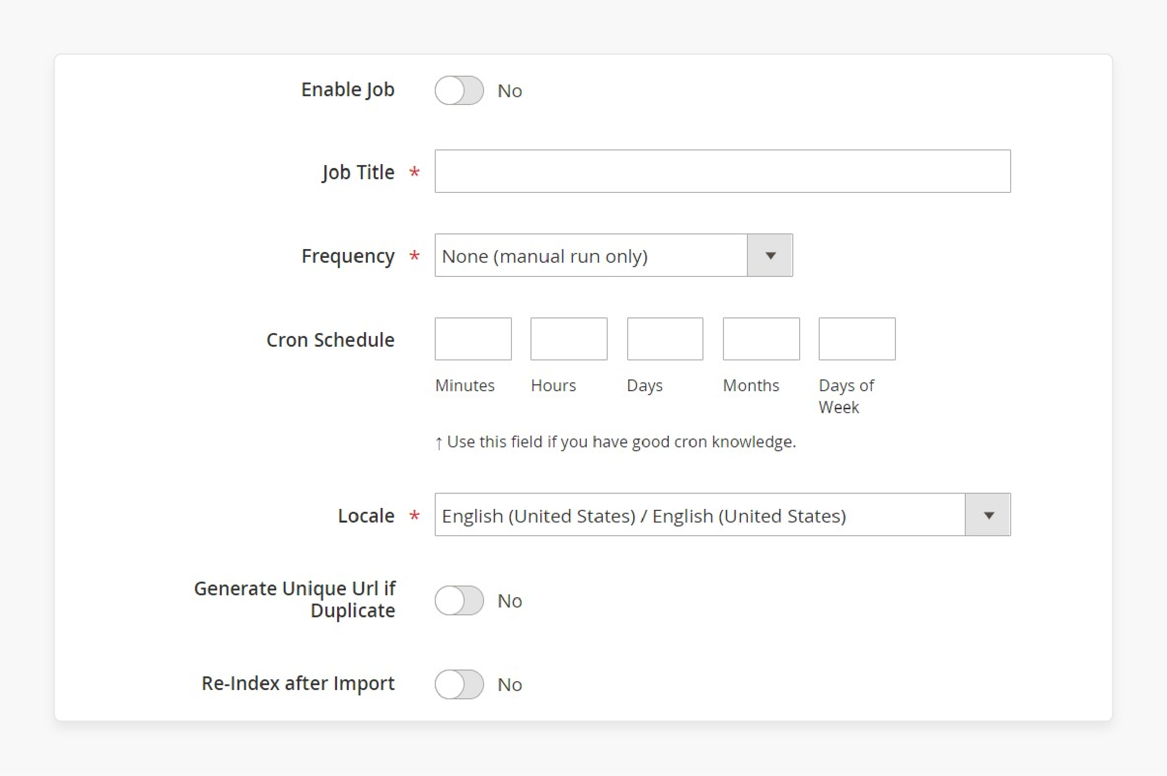 Configuration of settings in Magento