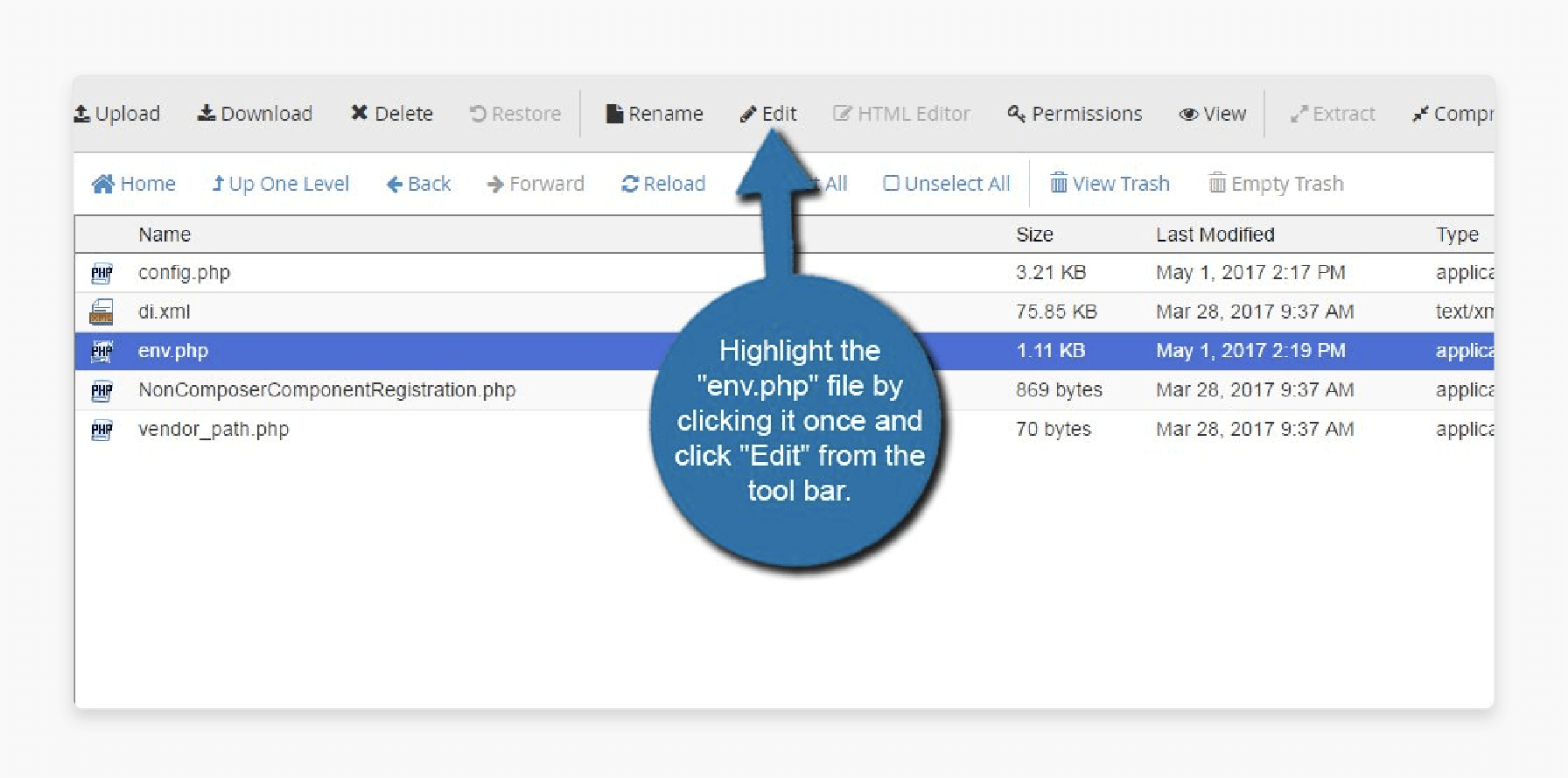 Encryption key location in env.php file