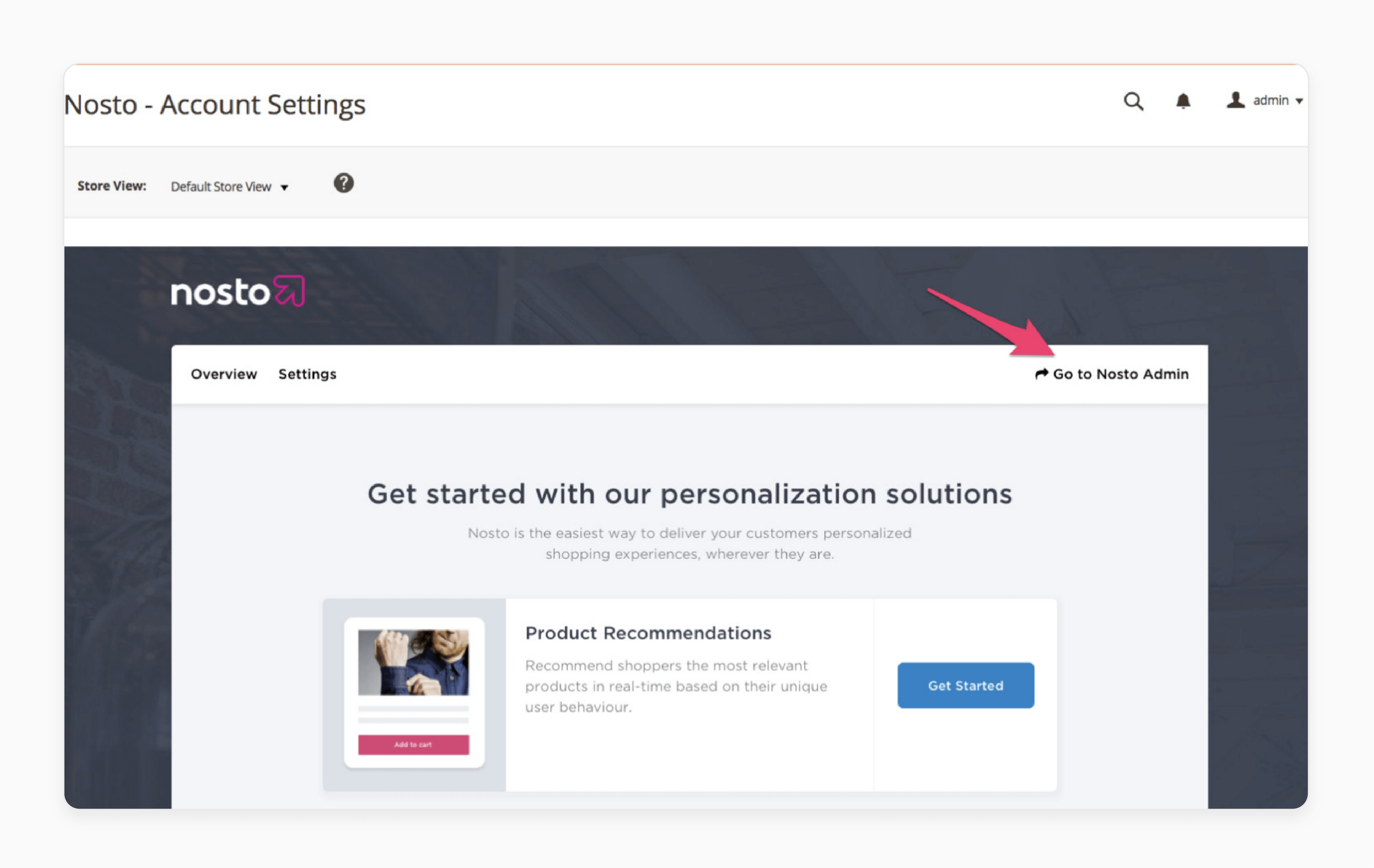 Access Nosto Admin from Magento dashboard