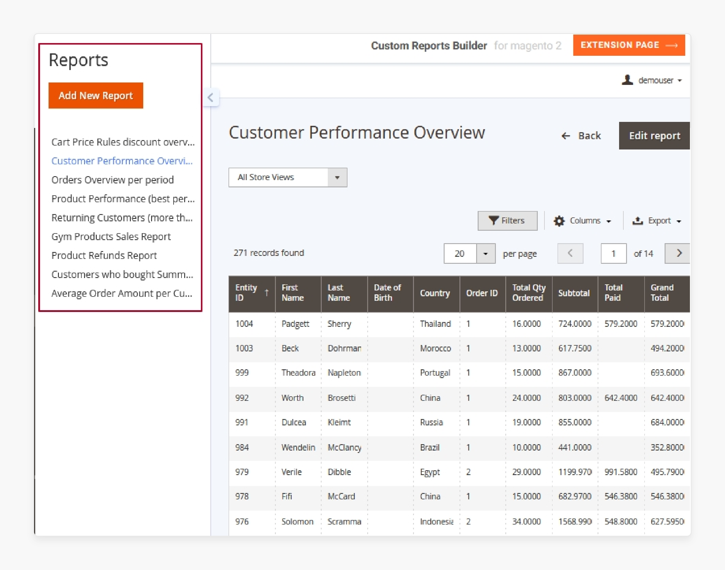 Use Built-in Magento Email Reports