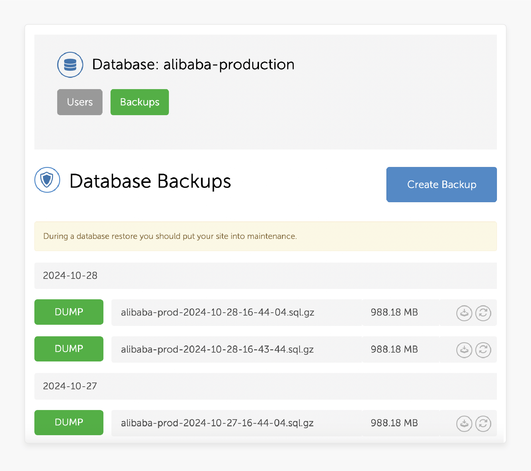 Backup &amp; Restore via Magento Control Panel