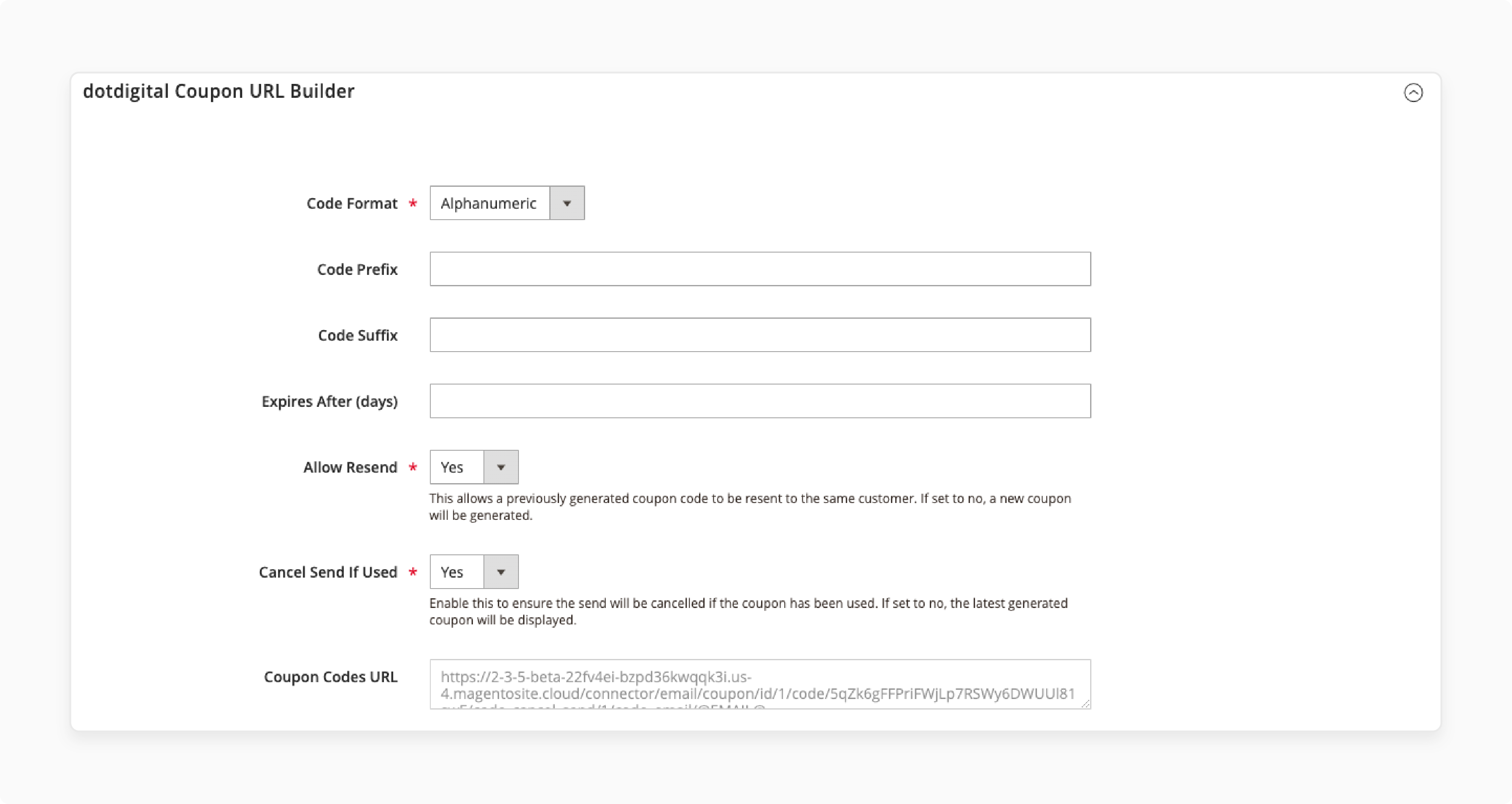 dotdigital coupon url builder setup in magento 2