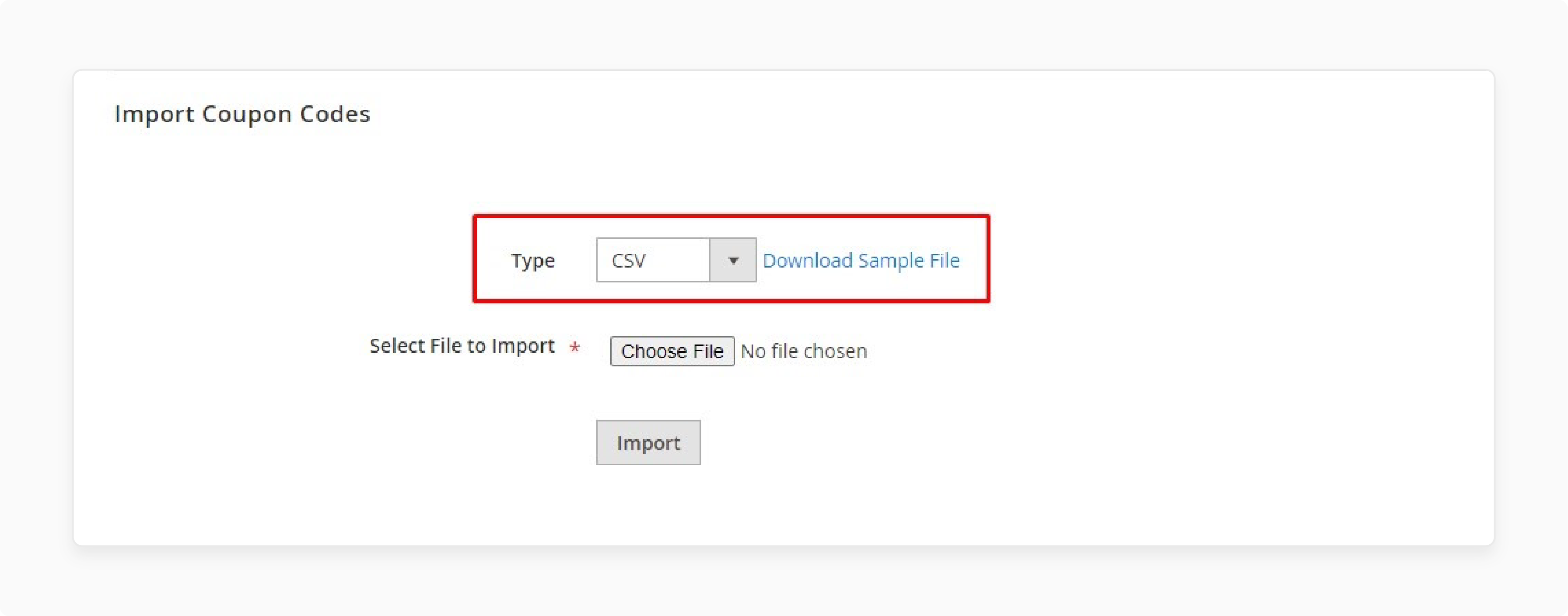 importing coupon codes in magento 2 using CSV file option