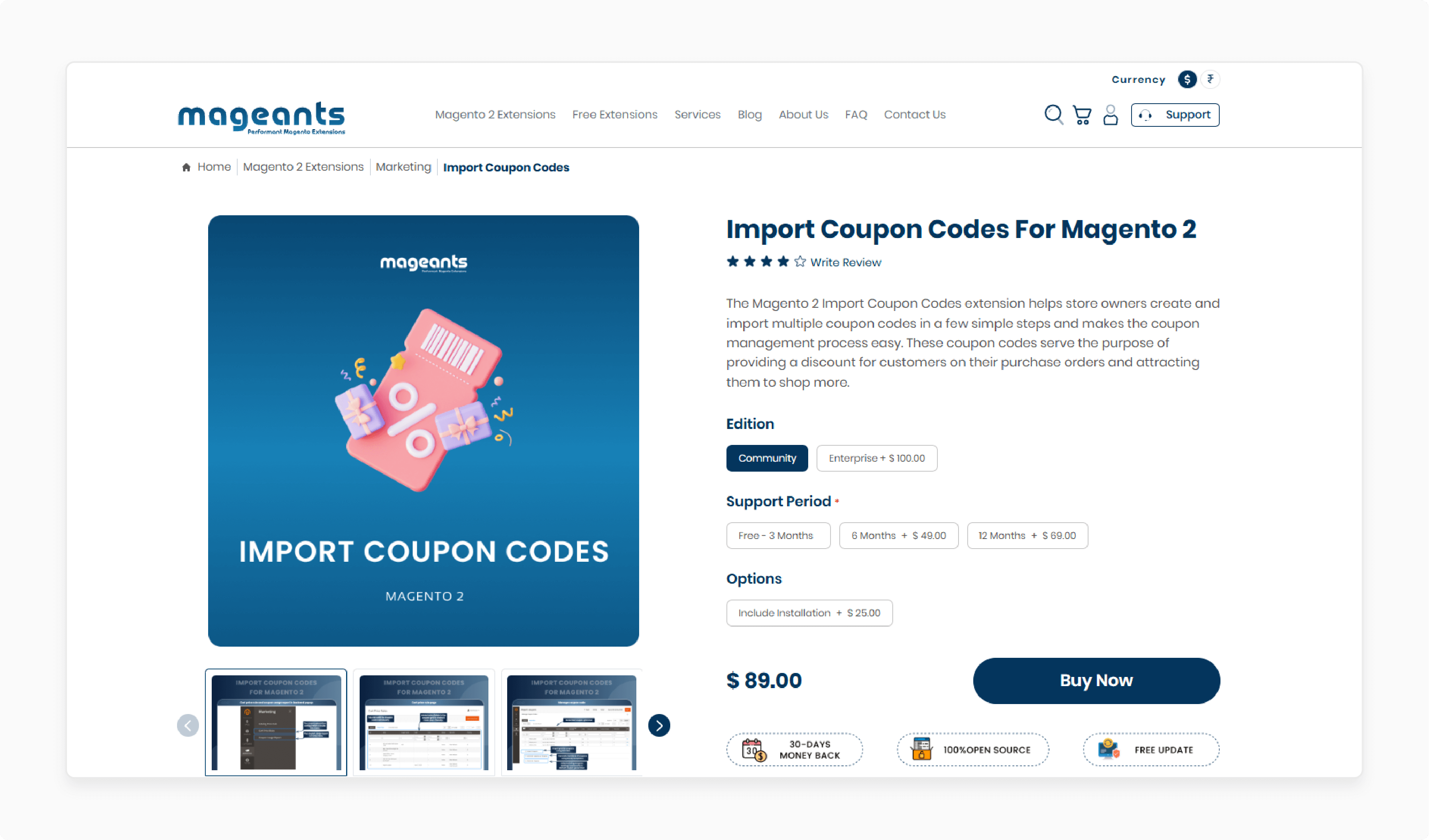 coupon code for magento 2 by mageants extension for generating and importing Magento 2 coupon codes