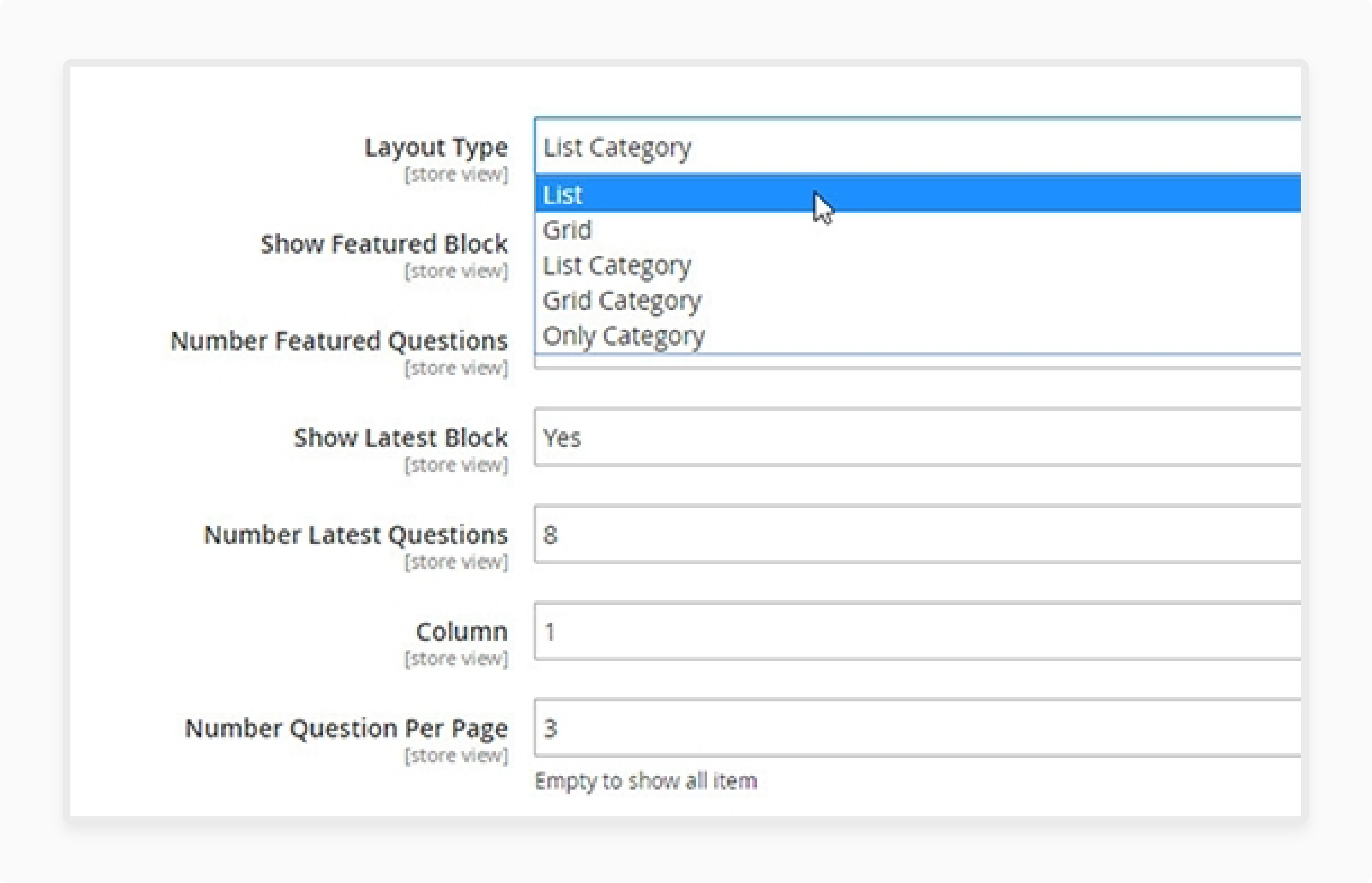 Magento 2 FAQ Module Page Layout