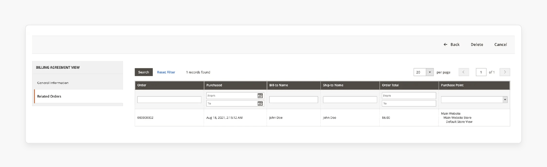 Modify and view the the Magento 2 billing agreements