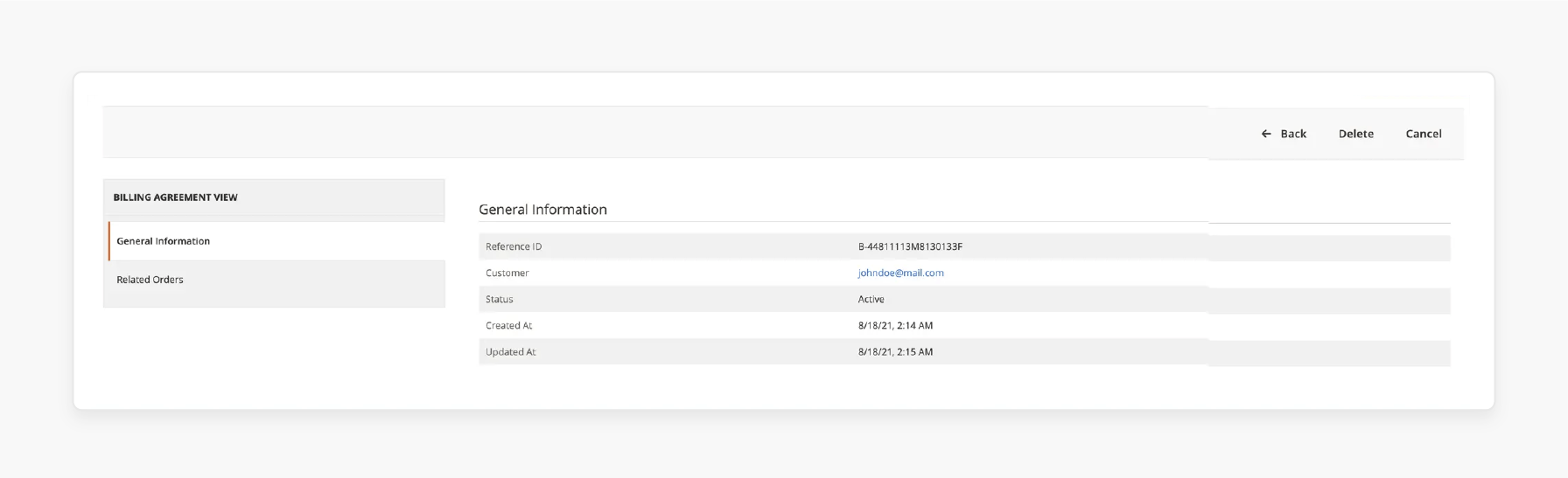 Navigate to Magento 2 billing agreements