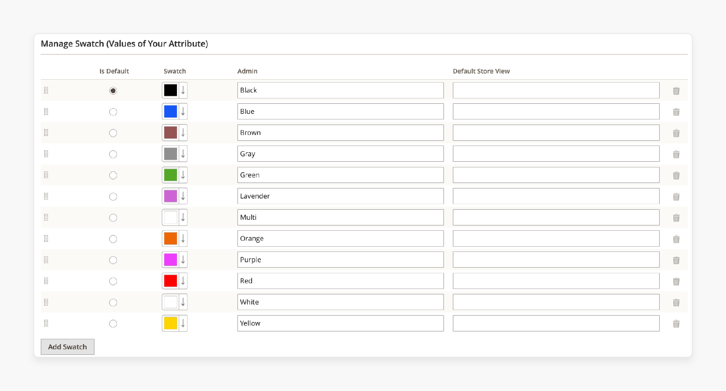 magento 2 color swatch for displaying color options in product variations