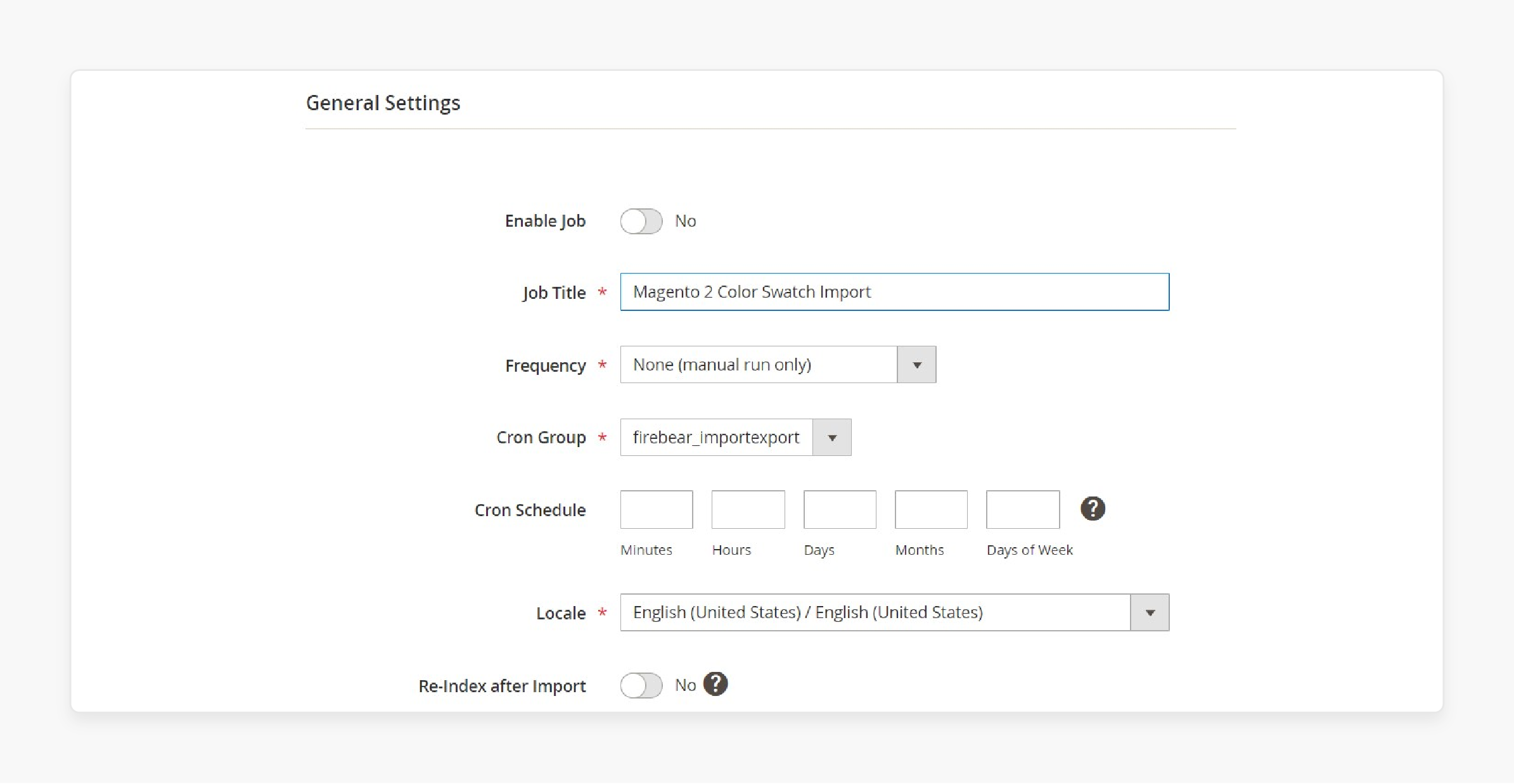 importing color swatch settings in magento 2 for configurable products