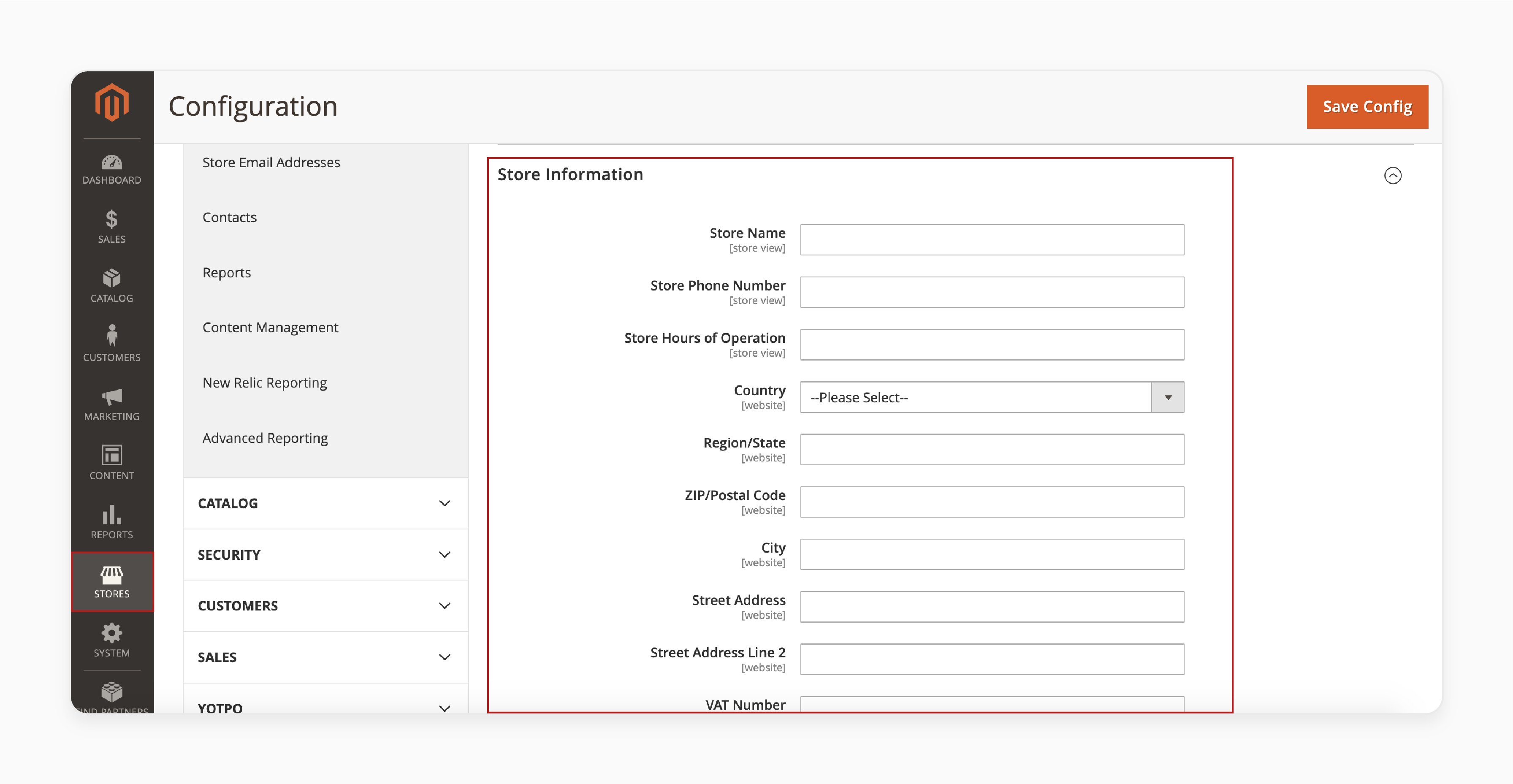 magento 2 configuration setup for customizing store settings