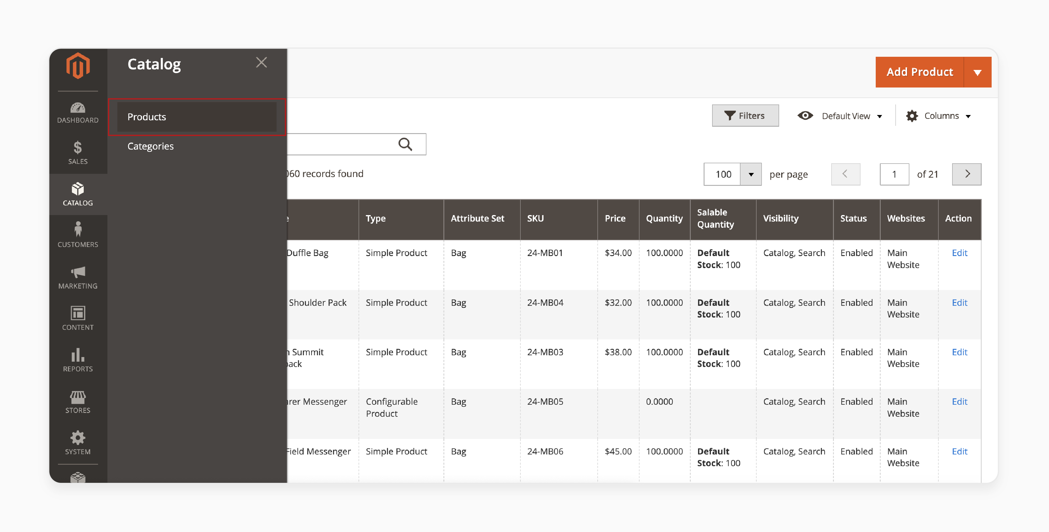 adding and managing products in magento 2 admin panel