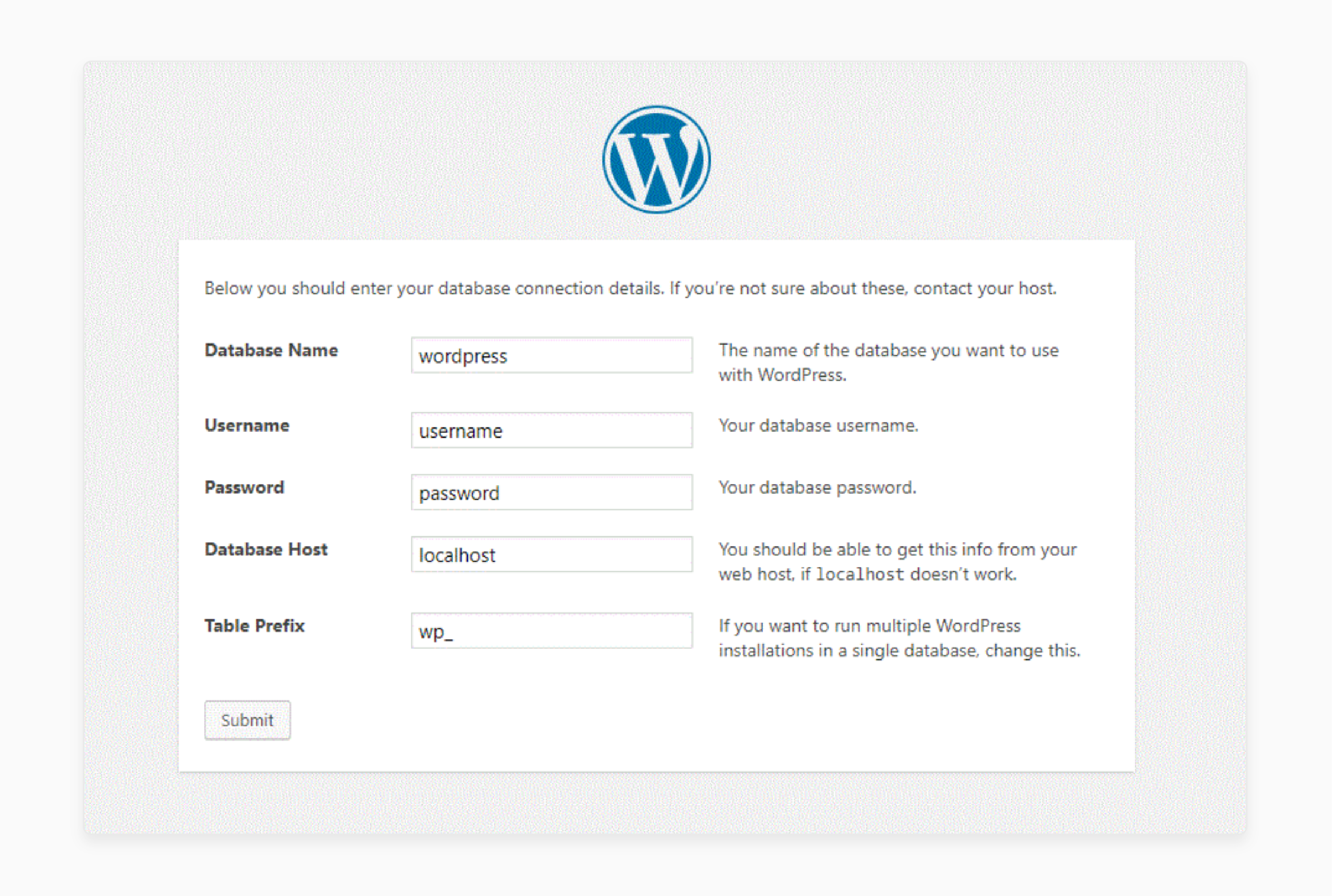 database configuration settings for integrating wordpress with magento 2 using fishpig