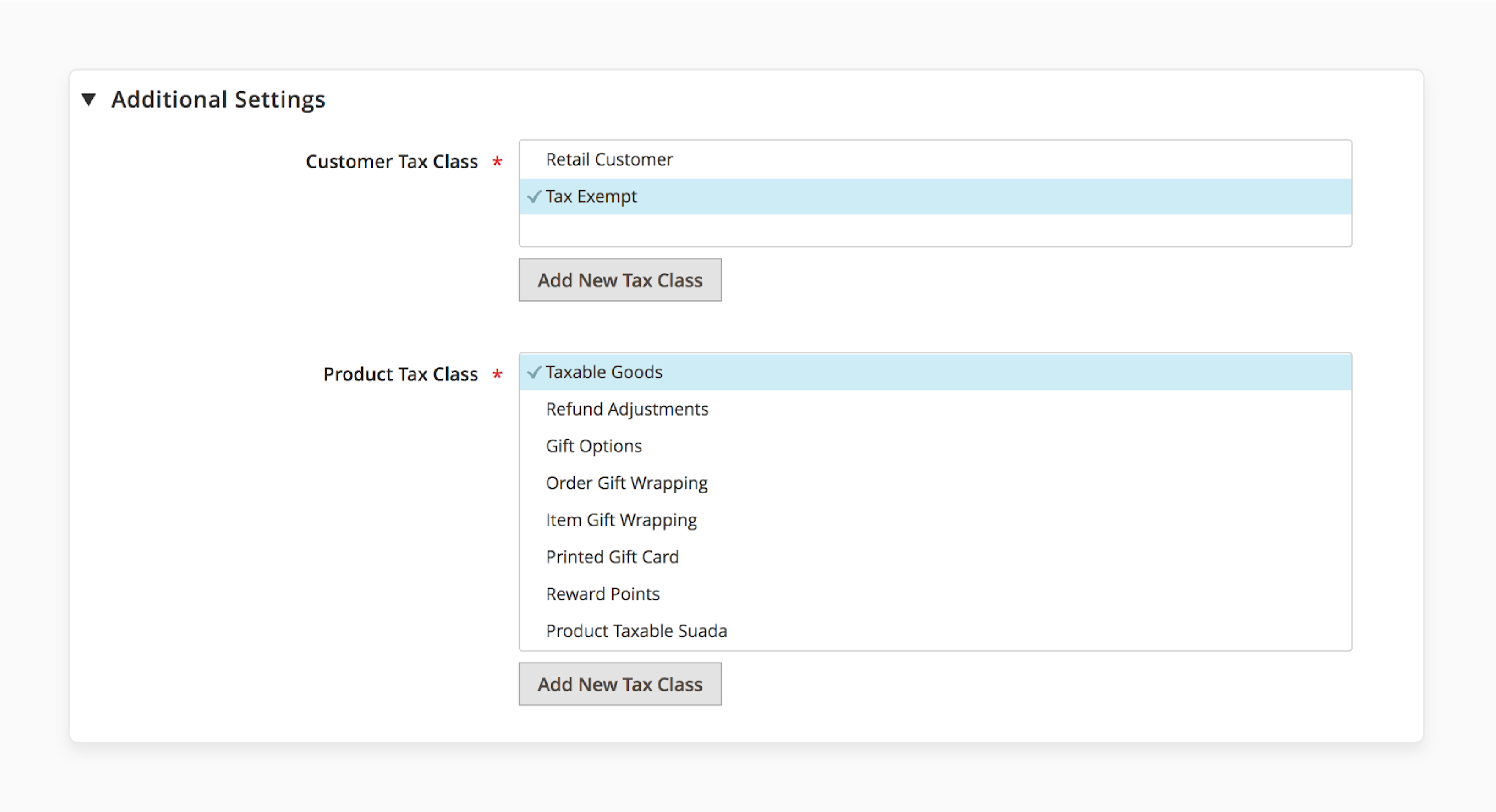 Customize exemption settings