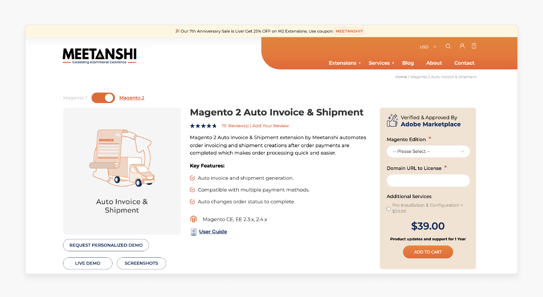 Meetanshi Magento 2 Auto Invoice &amp; Shipment