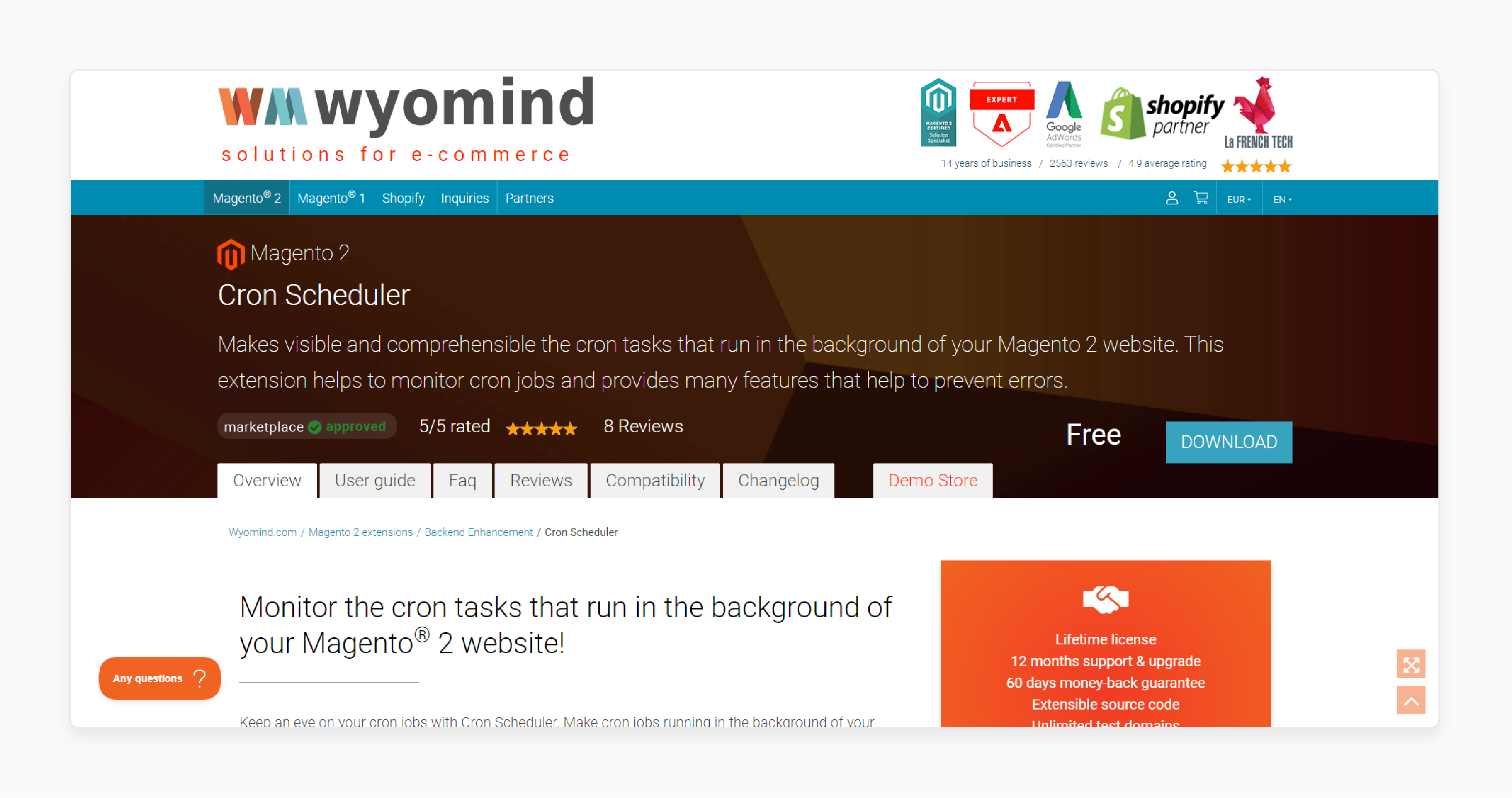 cron scheduler extension for Magento 2 by wyomind for enhanced cron job monitoring