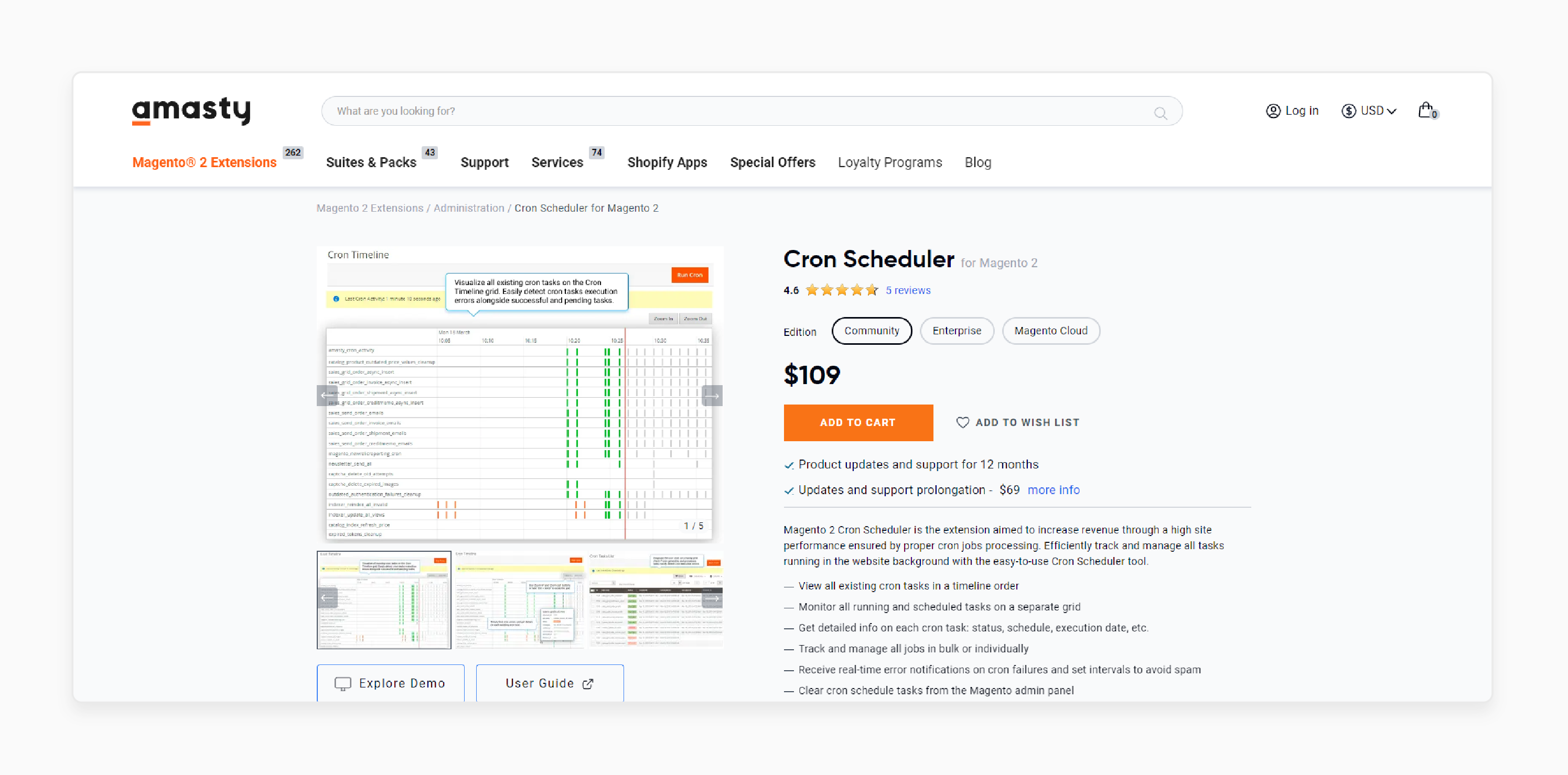 cron scheduler extension for magento 2 by amasty with timeline view and error notifications