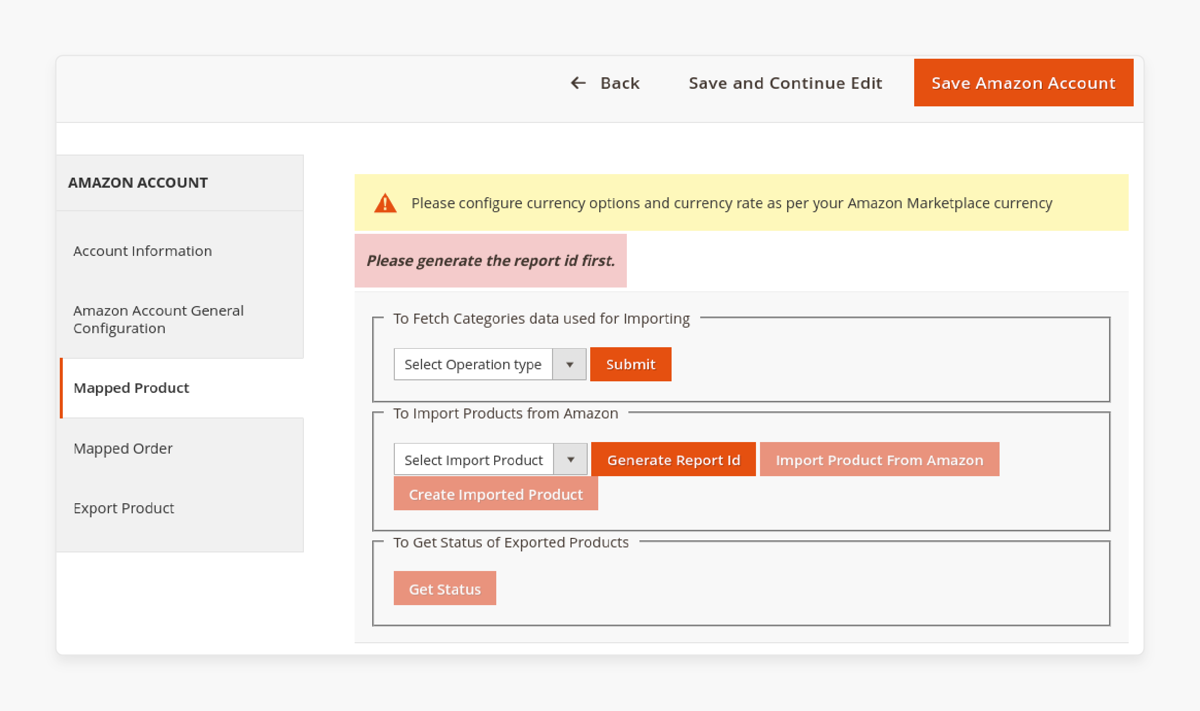 Mapping products in the Magento 2 amazon channel extension