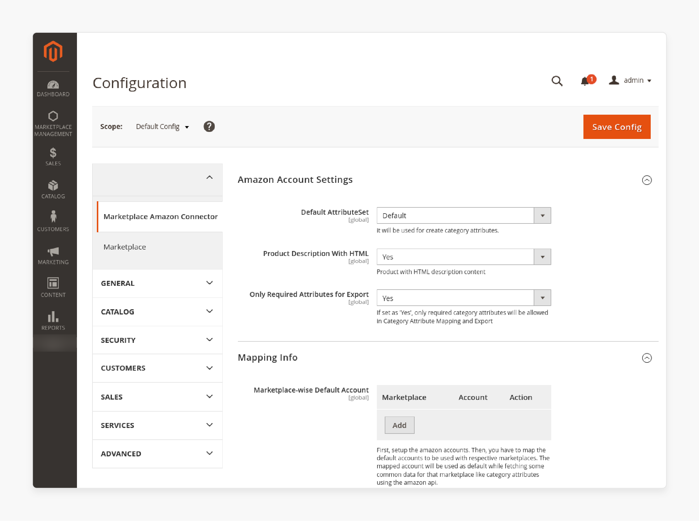 Configure the Magento 2 amazon channel extension settings