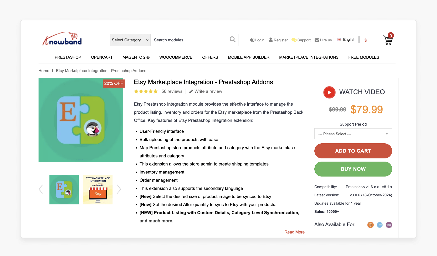 Prestashop add-on for easy Etsy listings