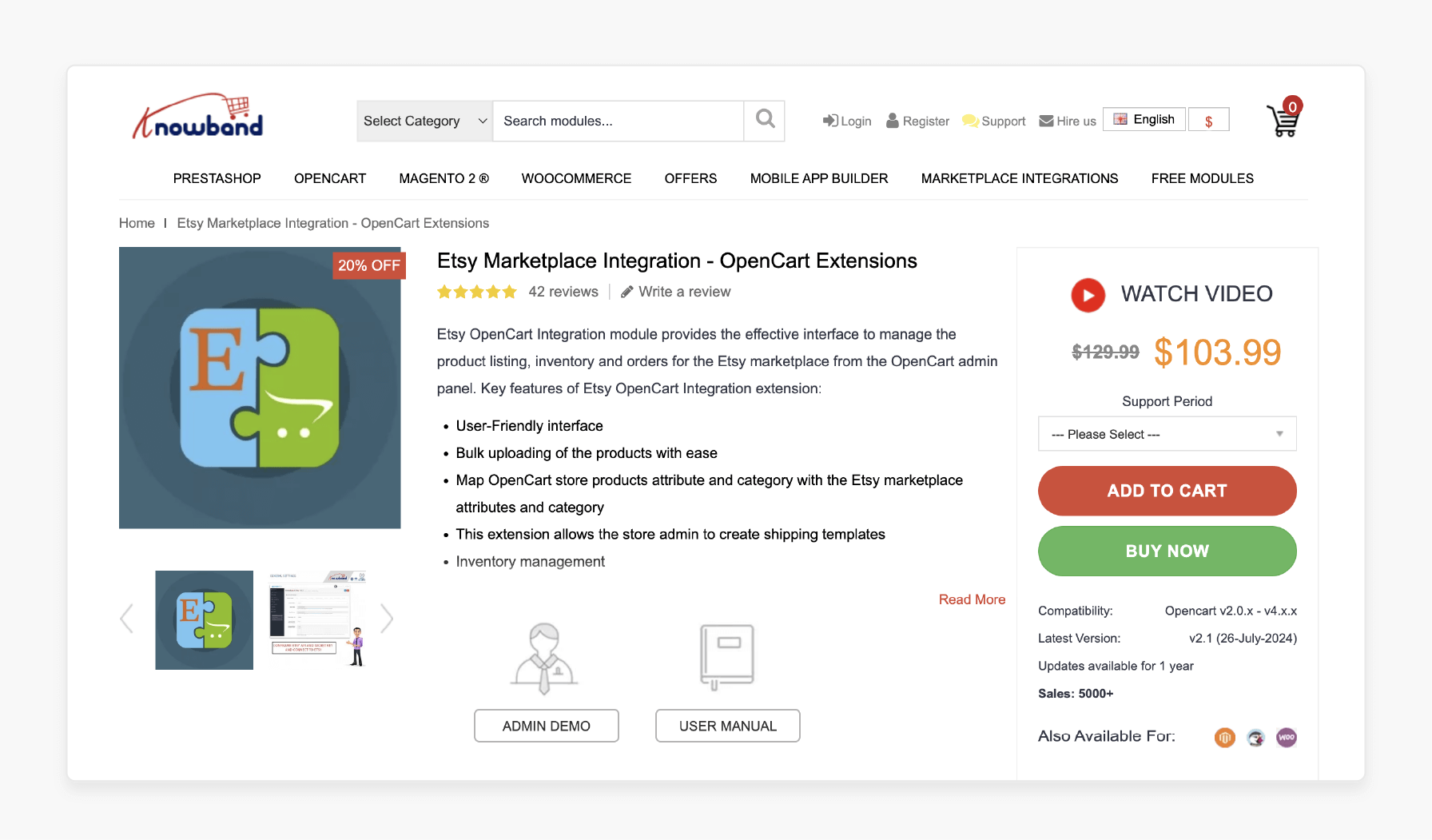 OpenCart tool for Etsy platform sync