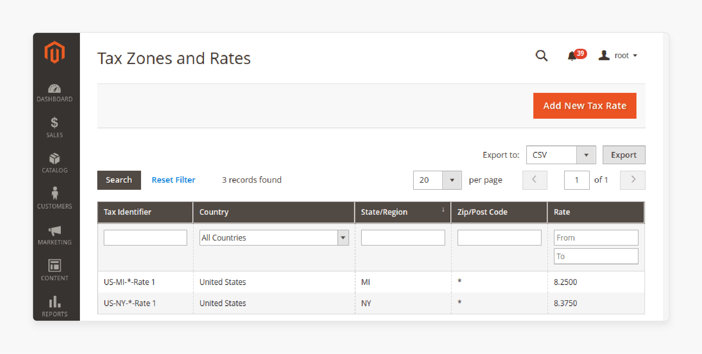 Configure Tax Zones and Rates