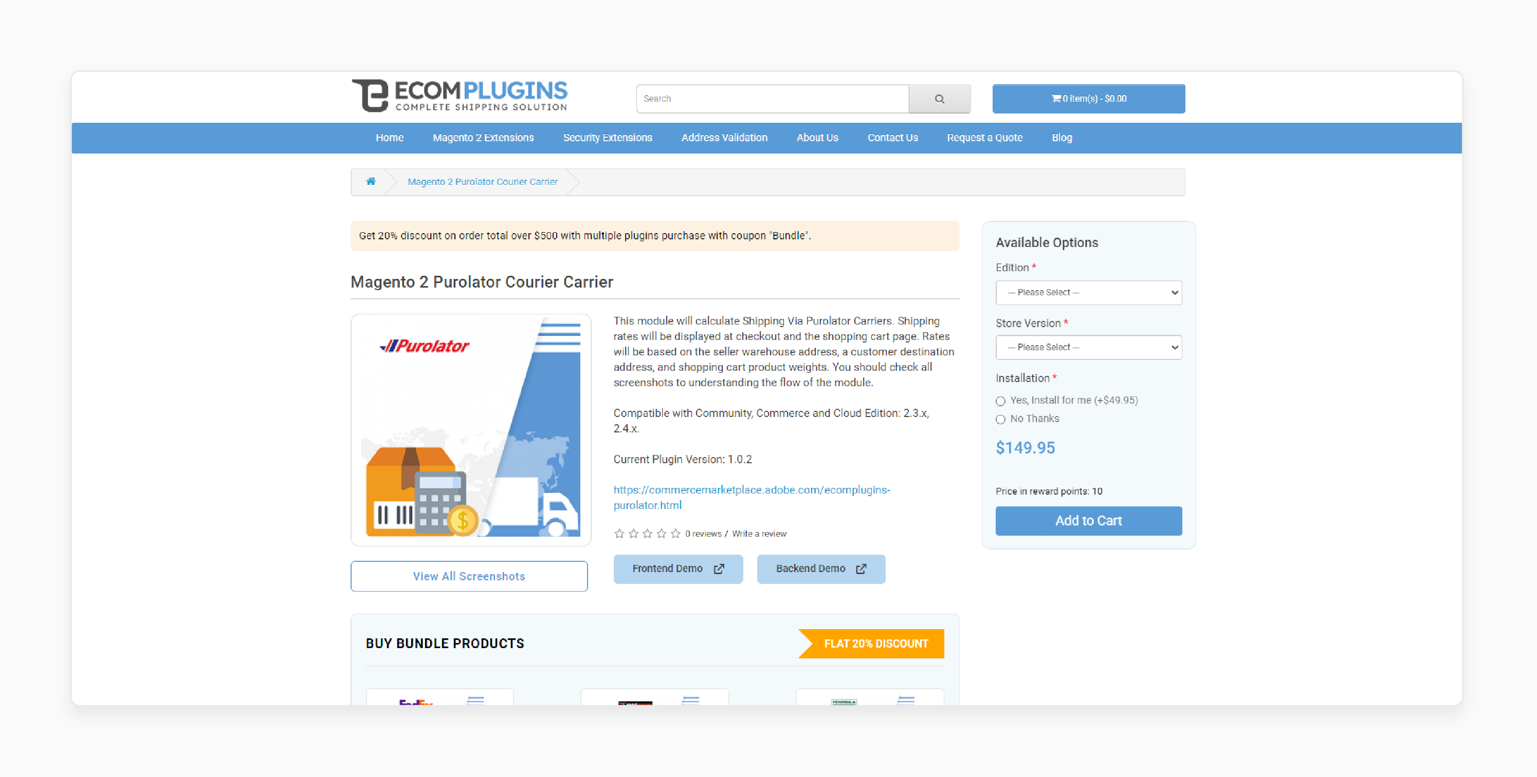 Ecom-Plugins Purolator carrier for Magento