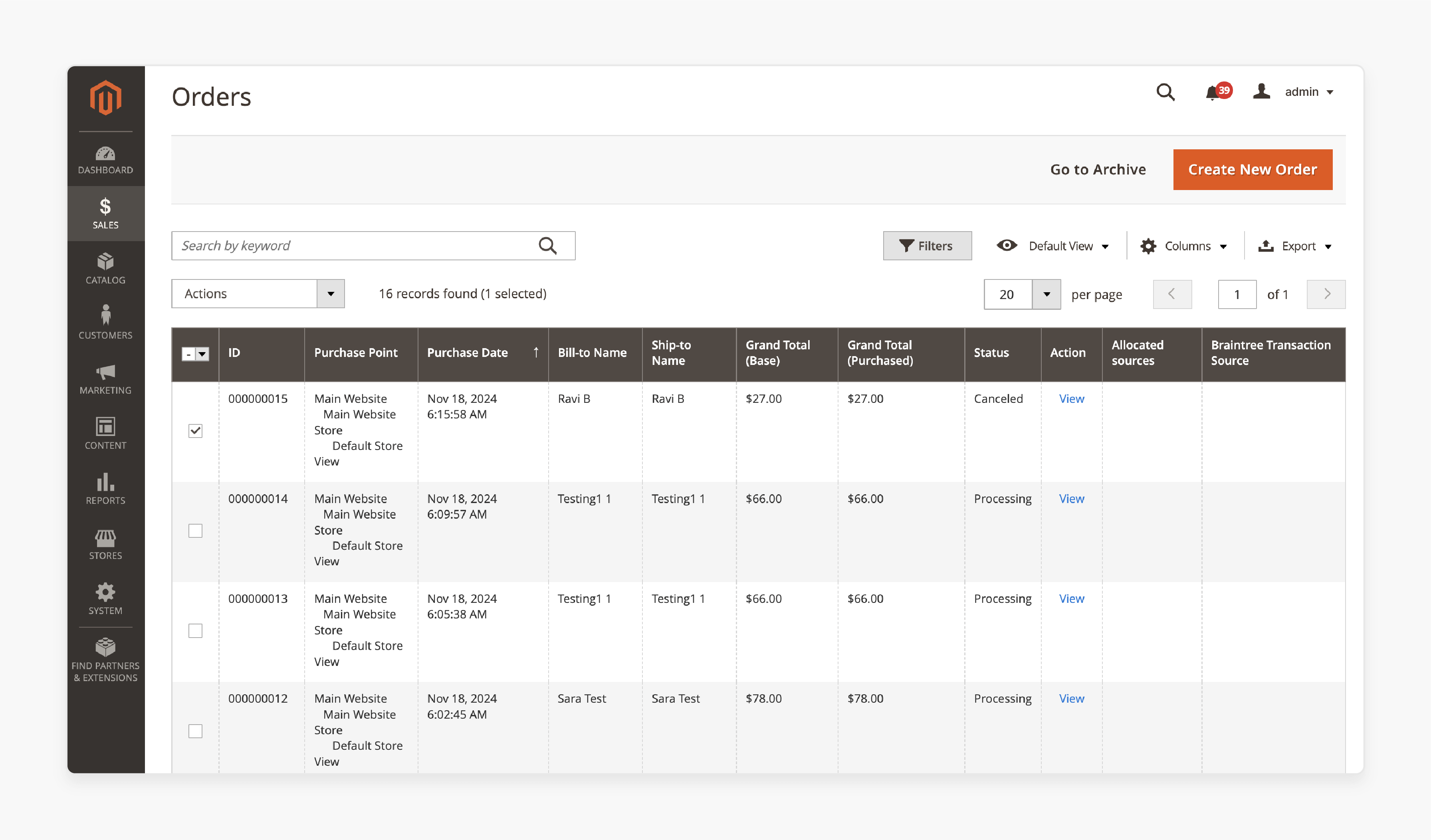 Access order options in Magento 2