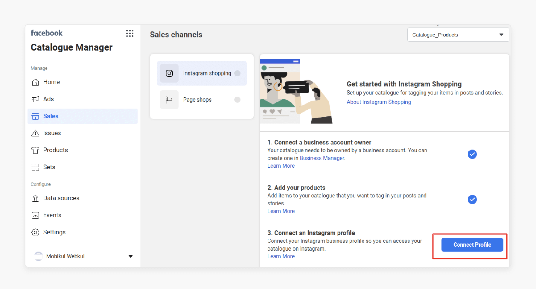 Instagram Business Profile Linking with Facebook Shop for Magento Instagram Shop Integration