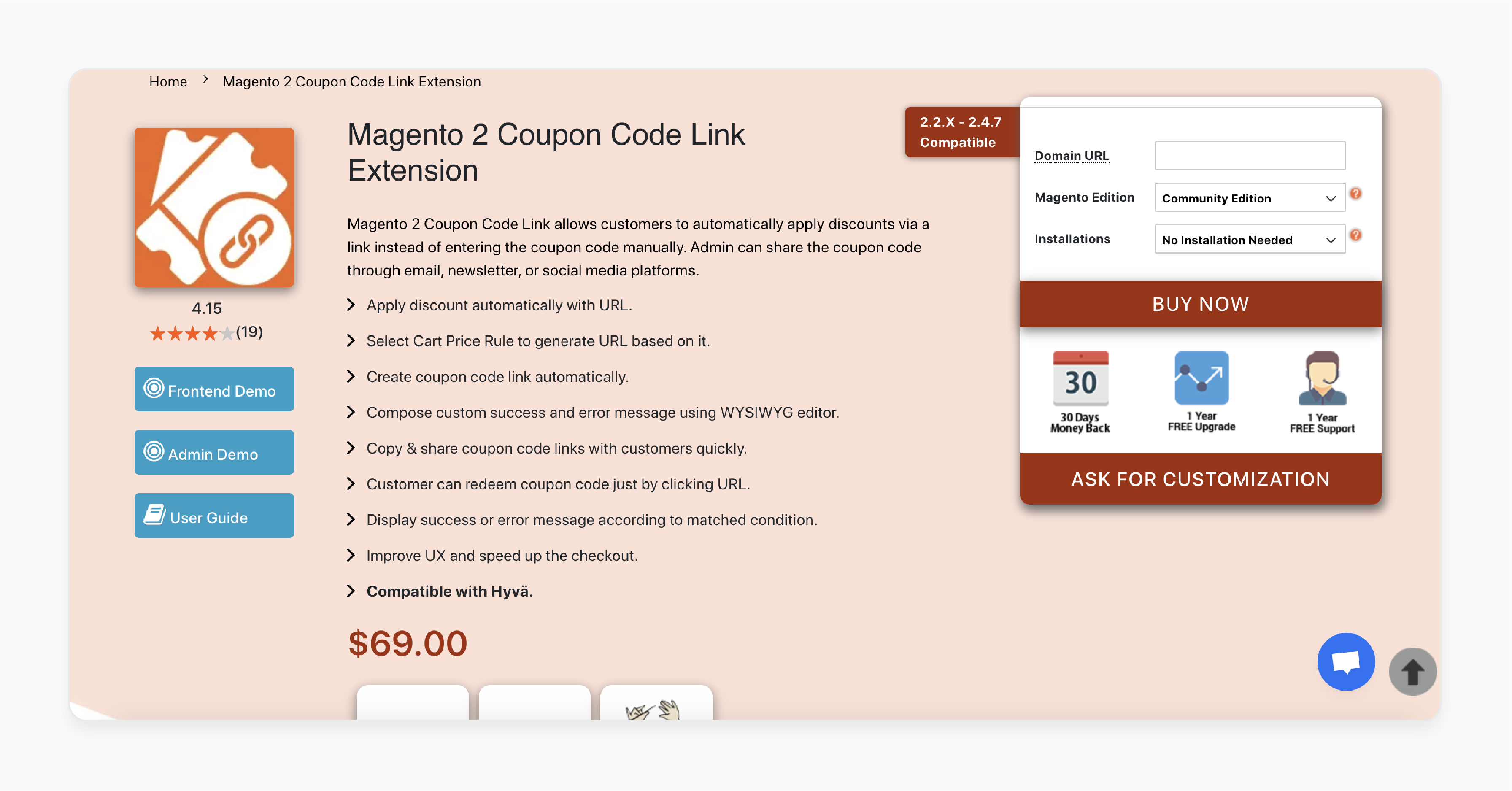 Magento 2 Coupon Code Link Extension - Magecomp