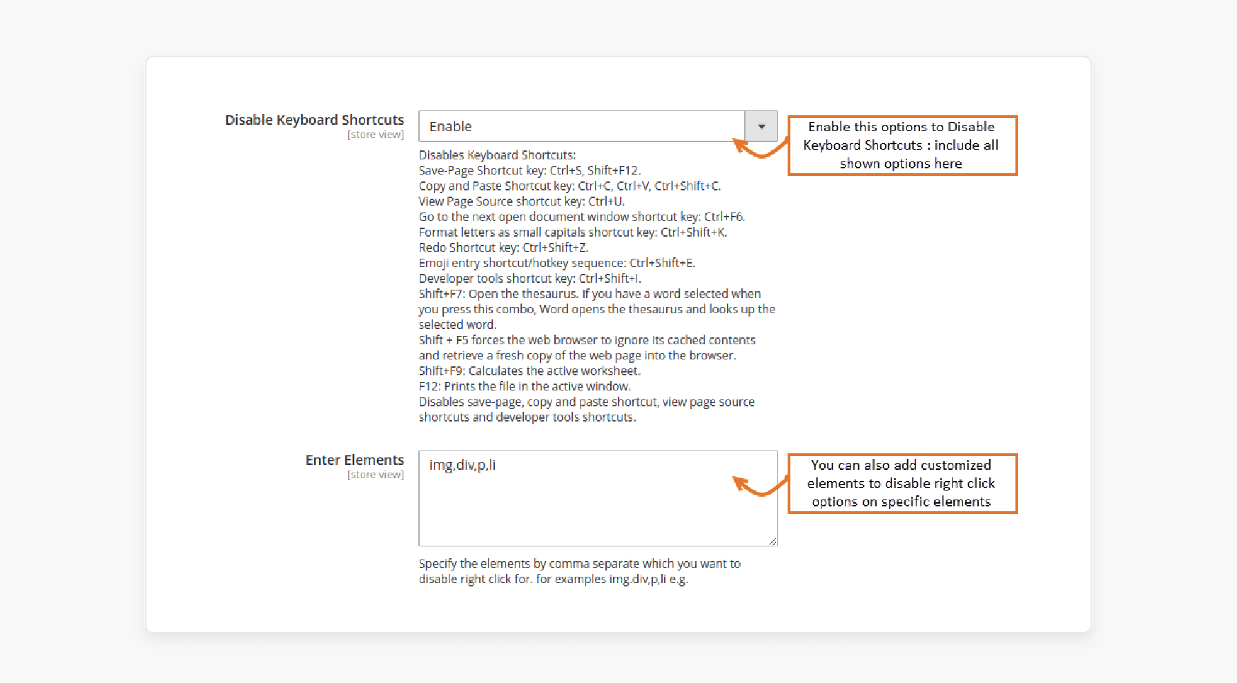 Disable shortcuts like Ctrl+U and Ctrl+C