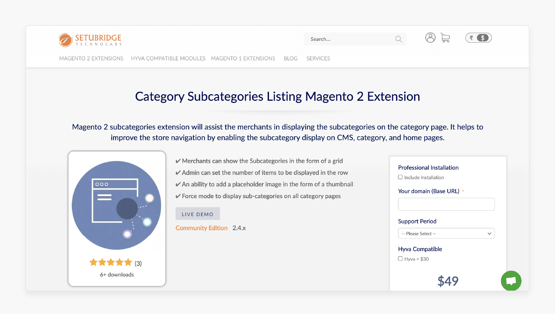 Category Subcategories Listing Magento Extension by Setubridge