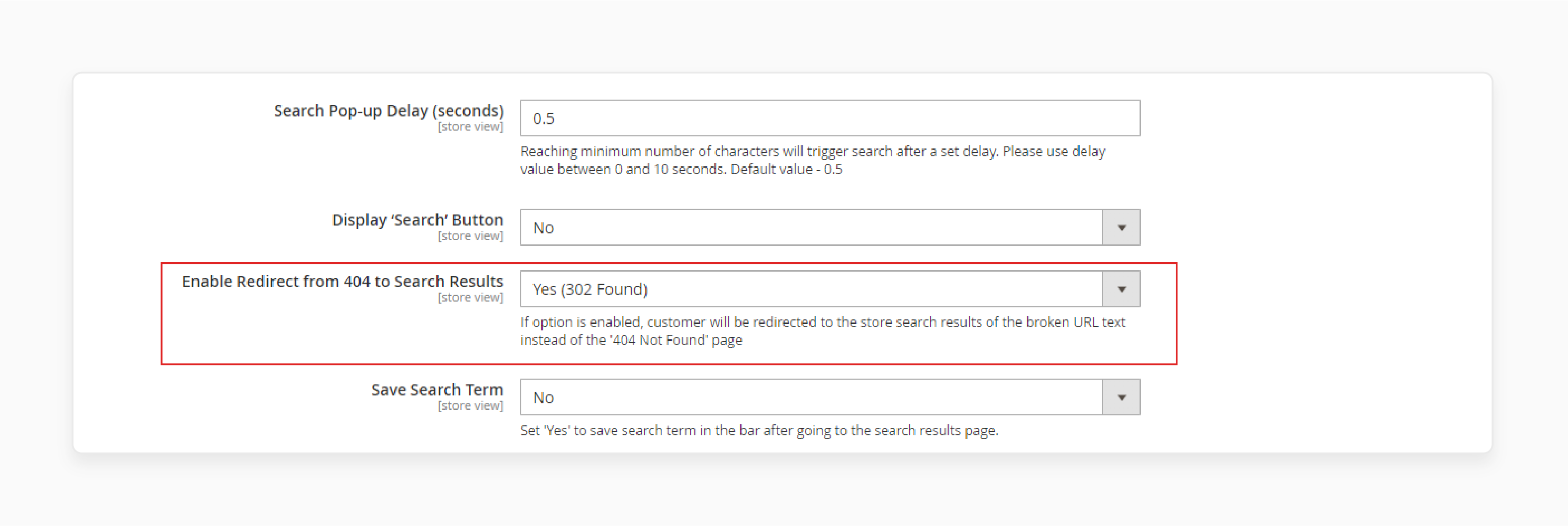 404 Redirect for Magento 2 Elasticsearch No Results