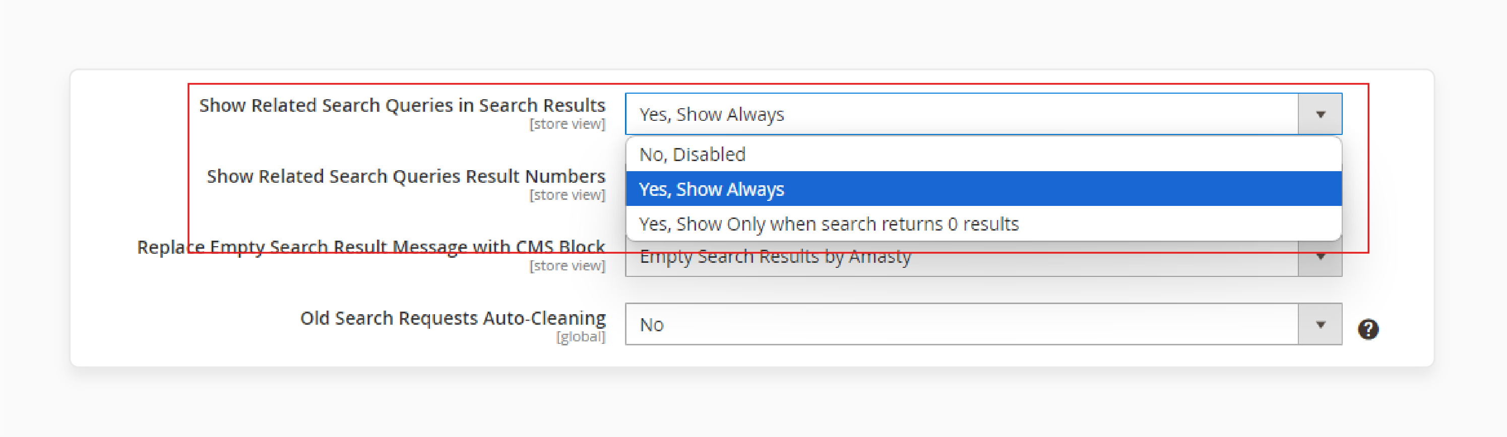 Related Search Queries in Magento 2 Elasticsearch No Results